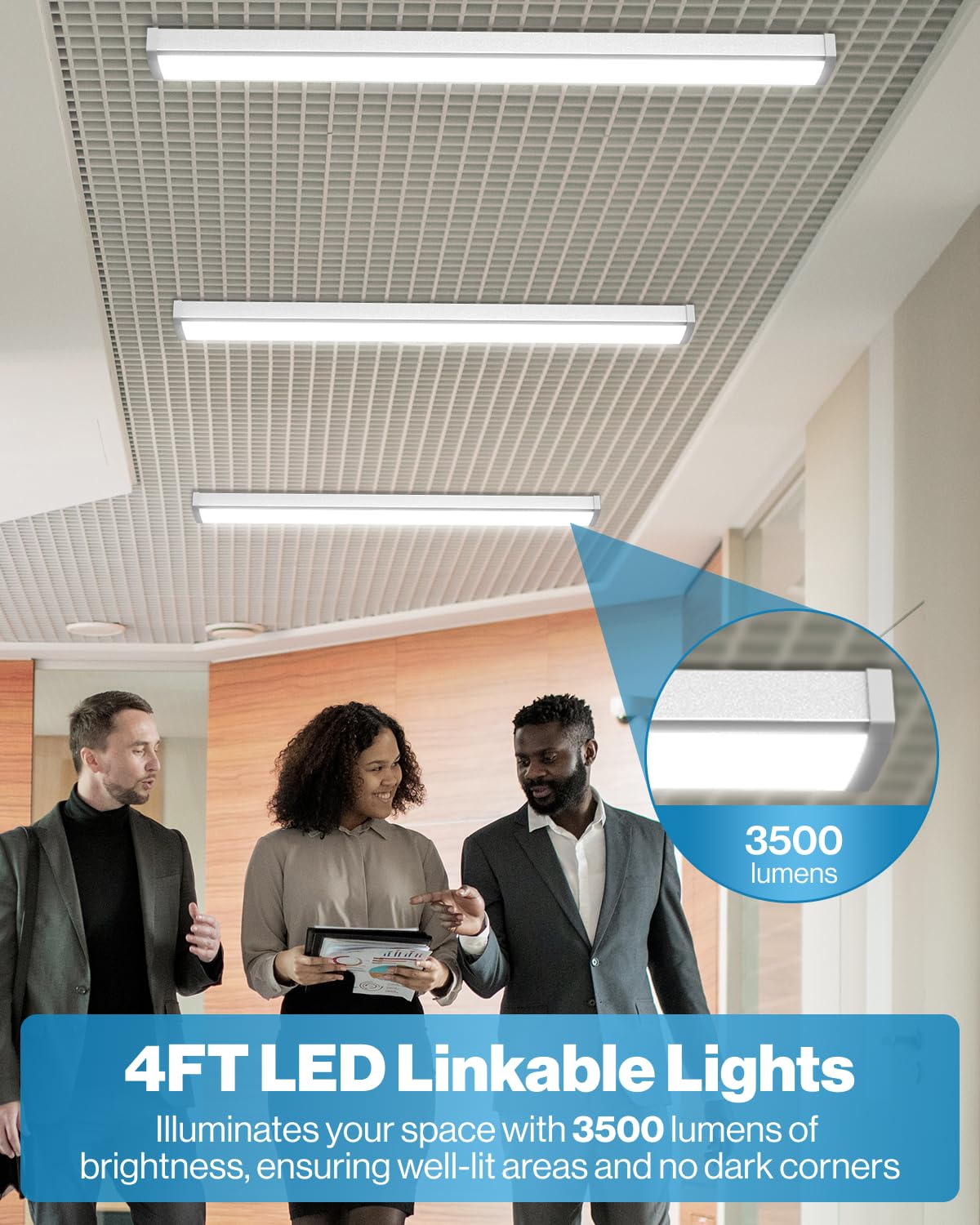 Sunco 6 Pack LED Wraparound Light Fixture 4FT, 40W=300W, 3500 LM, 6000K Daylight Deluxe, Hardwired, Metal