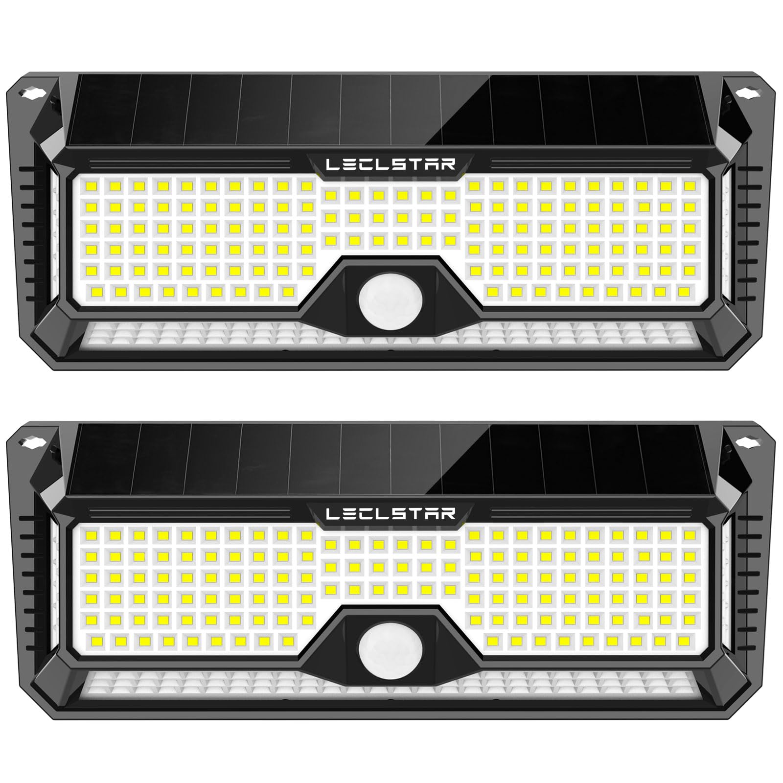 LECLSTAR Solar Outdoor Lights, 4000Lm 268 LED, Motion Sensor, IP65 Waterproof, 2 Pack, Black, Model 4336508496
