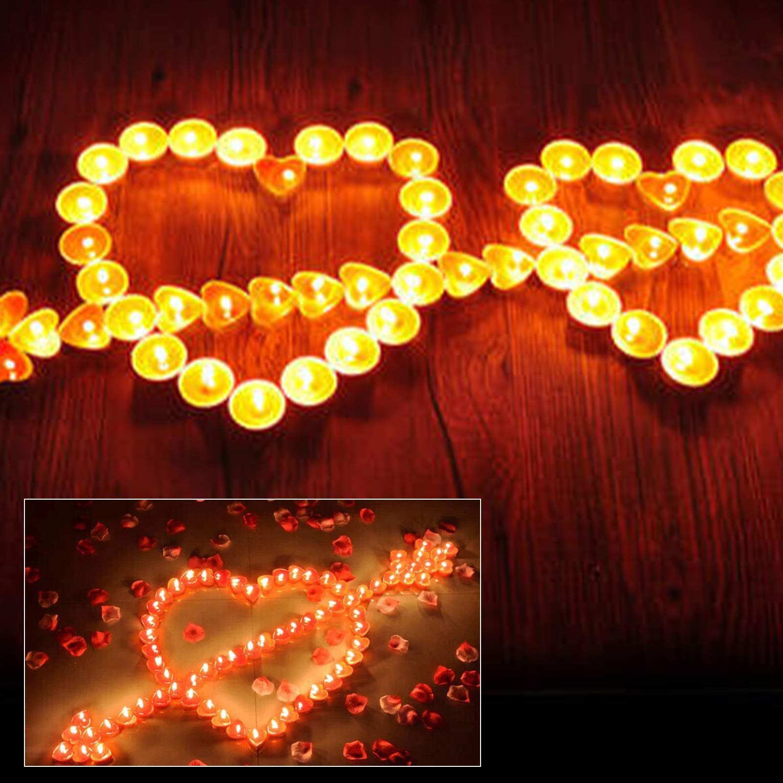 50Pack Heart Shaped Tealight Candles(25X2 Layers),Romantic Love Unscented Tea Lights Candles,Dripless & Long Lasting Smokeless M