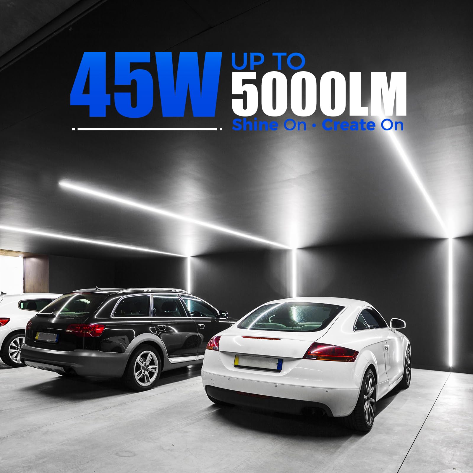 Barrina T5 Led Shop Light, 8Ft, 5000Lm, 6500K (Super Bright White), 45W, Linkable Shop Light, Led Garage Light, Corded Electric