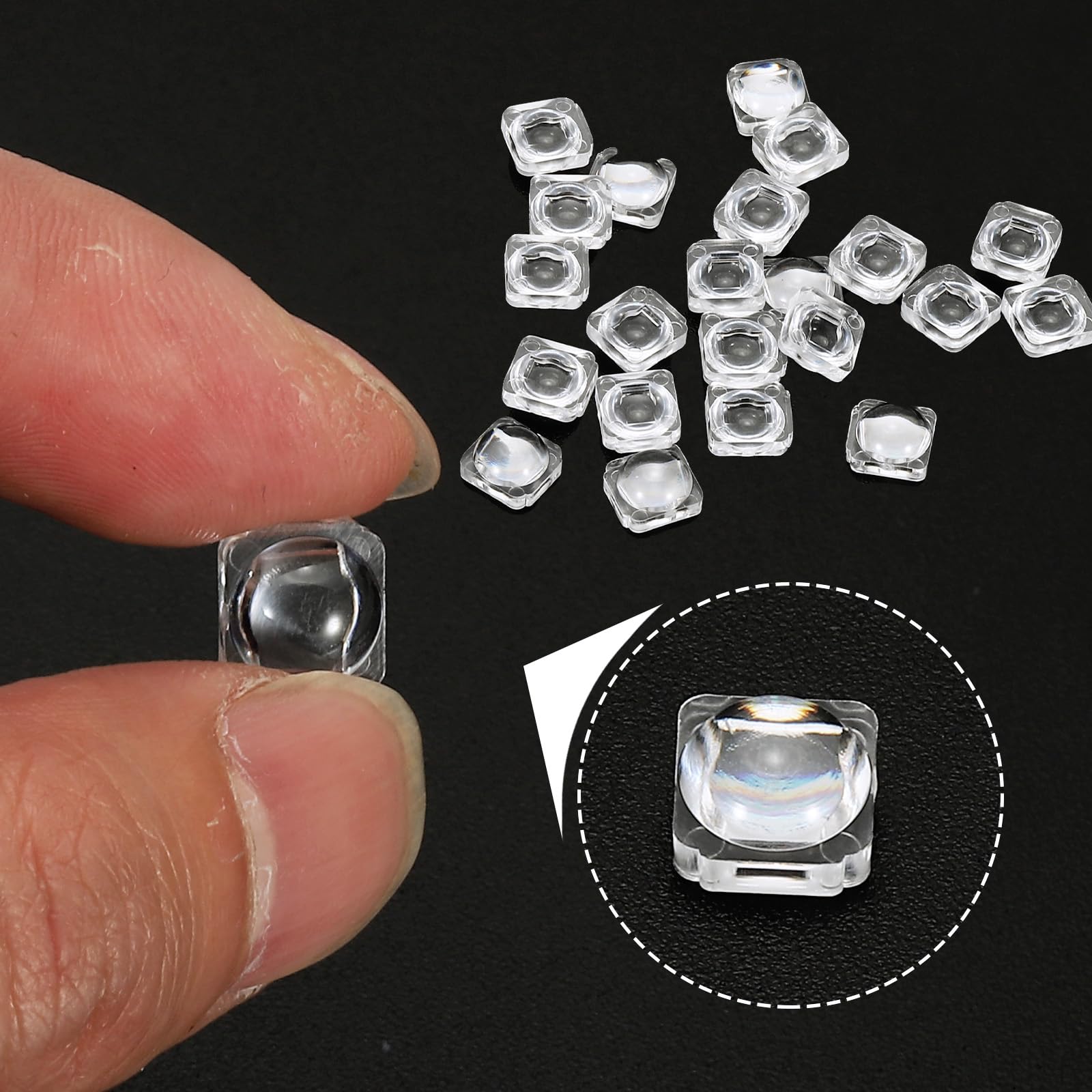 Patikil Led Convex Lens, 100 Pack 90 Degree Beam Angle Acrylic Led Optical Convex Condenser Lens For 2835 Led Strip Lamp Beads,