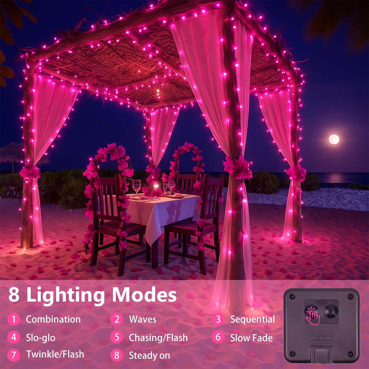Extra-Long Solar String Lights for Outside, 2-Pack 200LED Solar Fairy Lights Waterproof Copper Wire 8 Modes Solar Twinkle Light