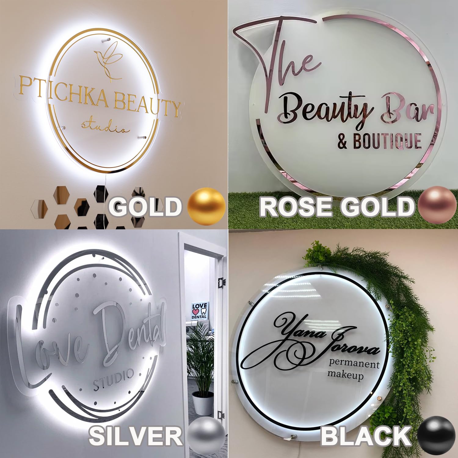 JEMESI Custom Logo Neon Sign, 12in Backlit Metal Business Wall Decor, 11 Colors, Personalized Illuminated Floating Logo for Offices & Salons