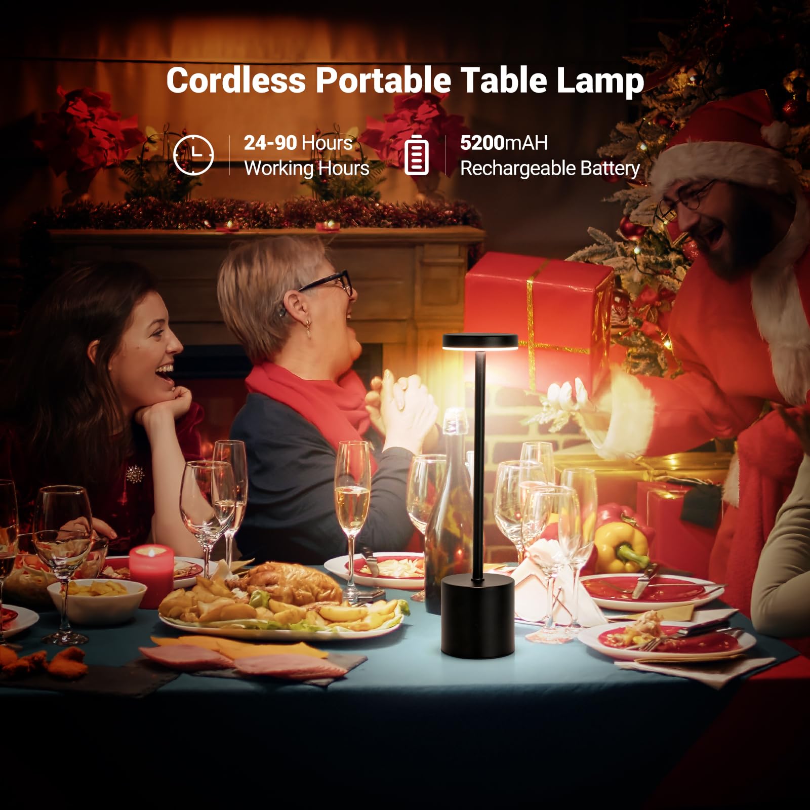 Zoopeen 2 Pack Led Cordless Rechargeable Table Lamp,5200Mah Battery Operated Desk Light,Touch 3 Color & Stepless Dimming Bedside