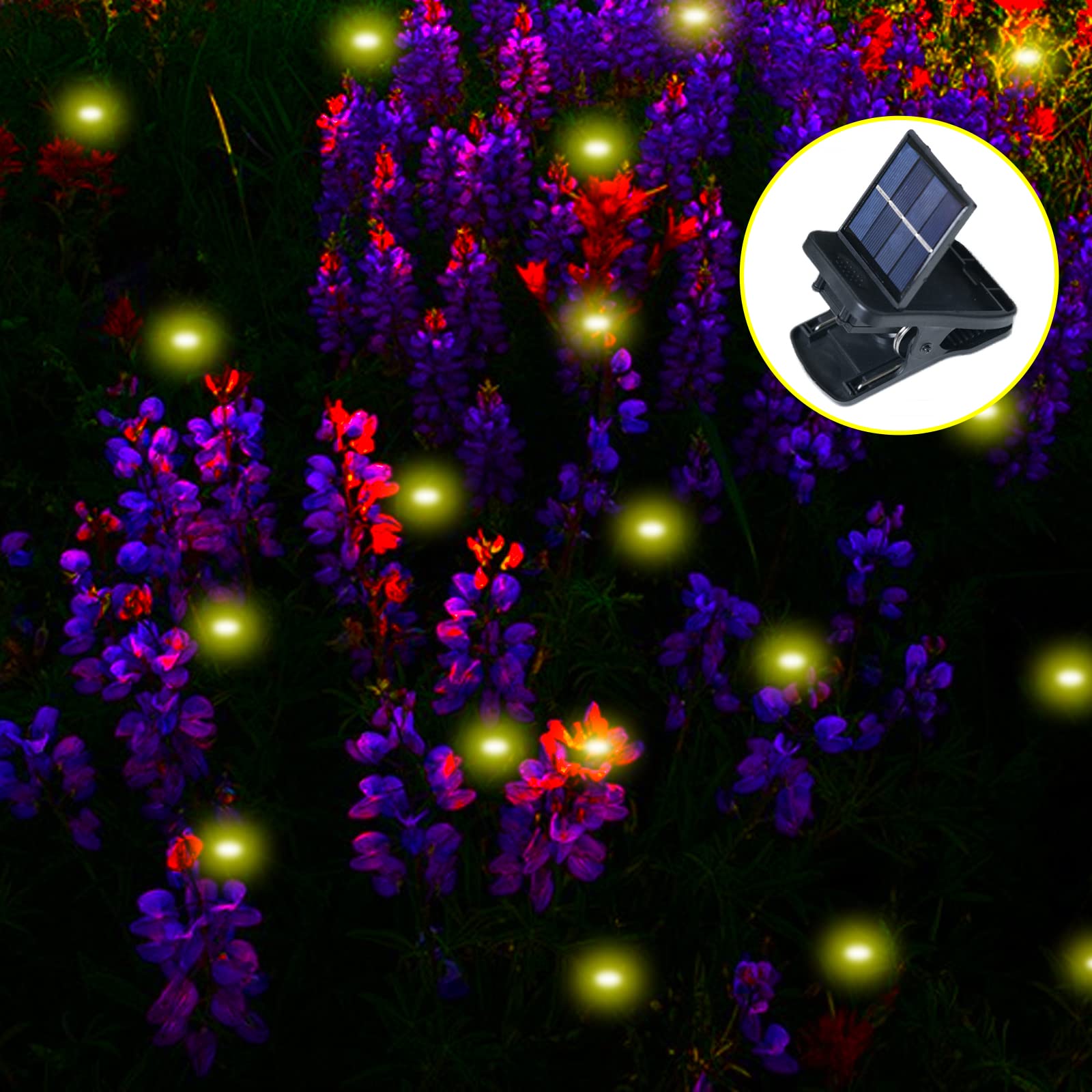 ANGMLN Solar Firefly Lights, 30 LED Outdoor Fairy String Lights, 19.6FT, Waterproof, Yellow Green, Plastic, 1 Pack