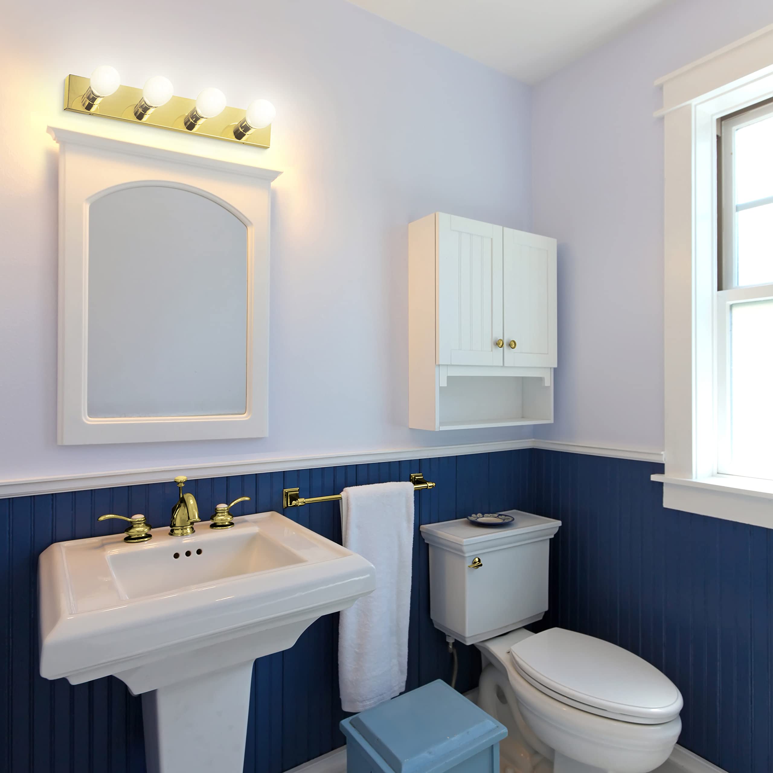 Design House 500868 Strip Light Contemporary Dimmable For Bathroom, Bedroom, Makeup Vanity, 4, Polished Brass