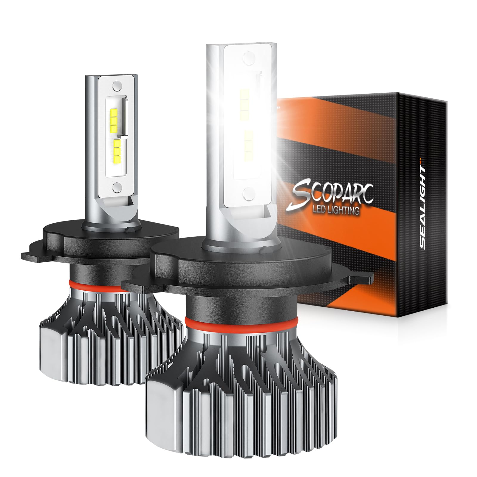 SEALIGHT H4/9003/HB2 Bulb, 30000LM, 6500K White Light, IP67 Waterproof, 60000+ Hours Lifespan, 2