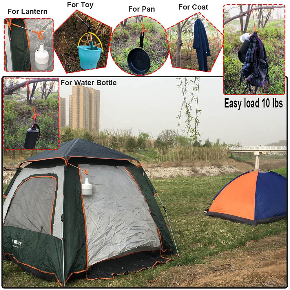 Quality Life Camping Lantern Hook Hanger Tent Light Outdoor Lamp Hanger Non-Slip For Camping Hiking Orange - 2Pcs