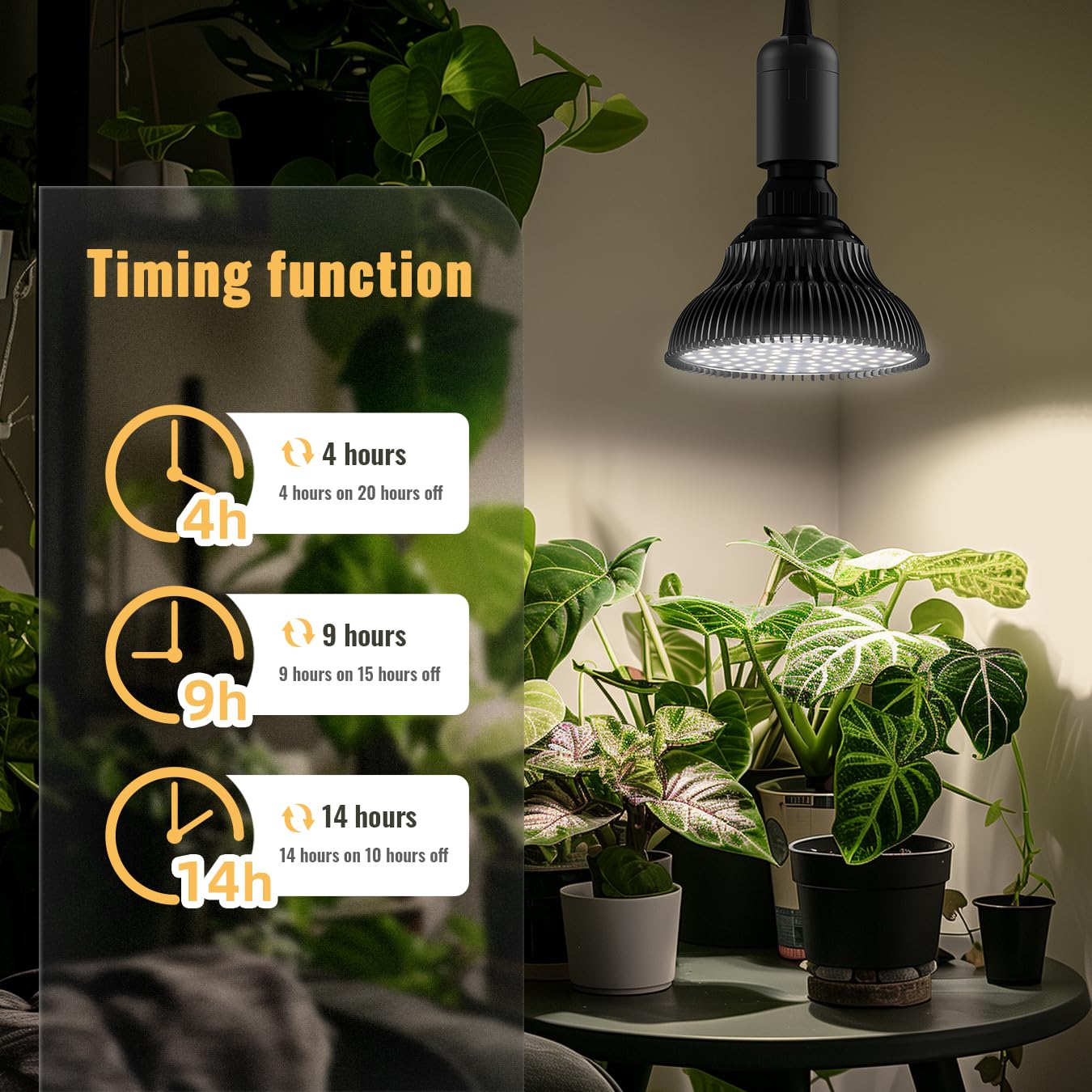 Speeplant Hanging Grow Lights For Indoor Plants, 25W 5000K, Led Hanging Grow Light With Timer, Height Adjustable Hanging Plant Light, Full Spectrum Pendant Grow Light For Seed Starting, Black