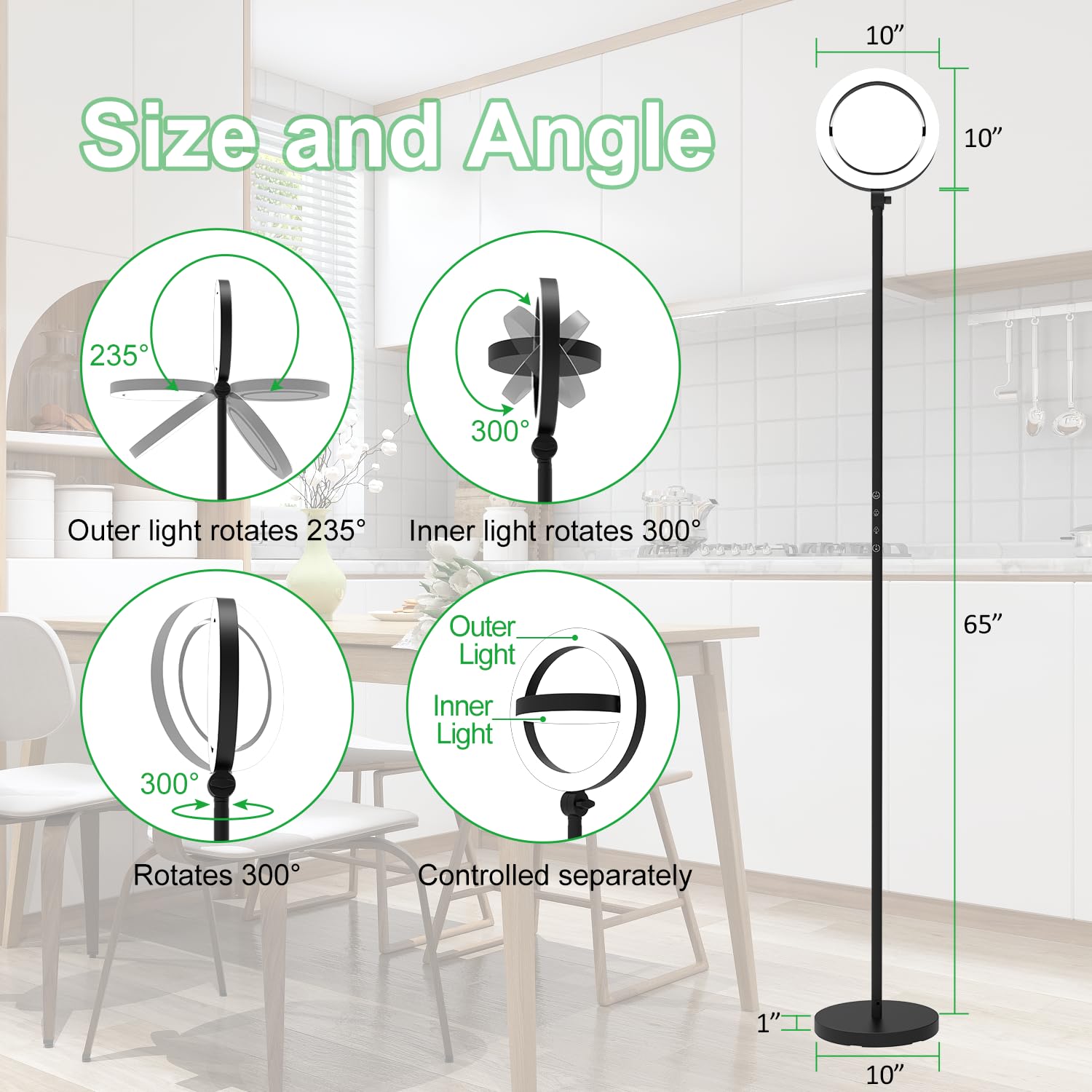 Omorepa 36W Bright Led Floor Lamp For Living Room With Remote, 75.5 Inch Tall Stepless Dimmable Standing Lamp For Office, Torchi
