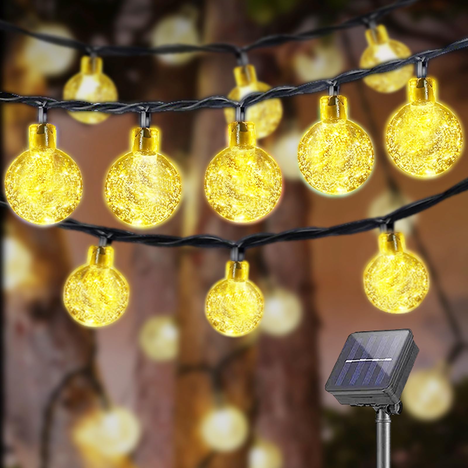 Lqwell Solar Fairy Lights For Outdoor Garden, Solar Chain Light Crystal Balls 20 Led 5 M Ip44 8 Modes Fairy Lights For Outdoor/I