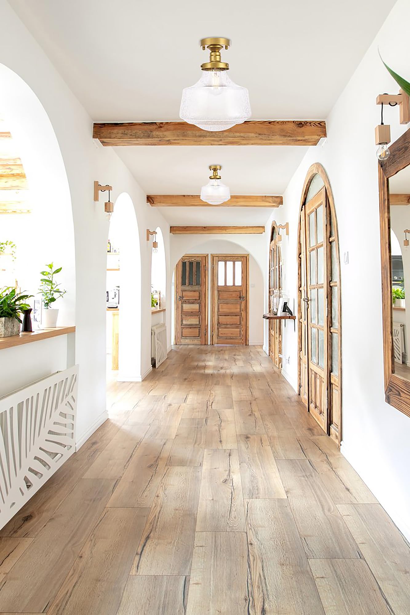 Living District Indoor Modern Home Decor Bright Lyle 1 Light Brass and Clear seeded Glass Flush Mount