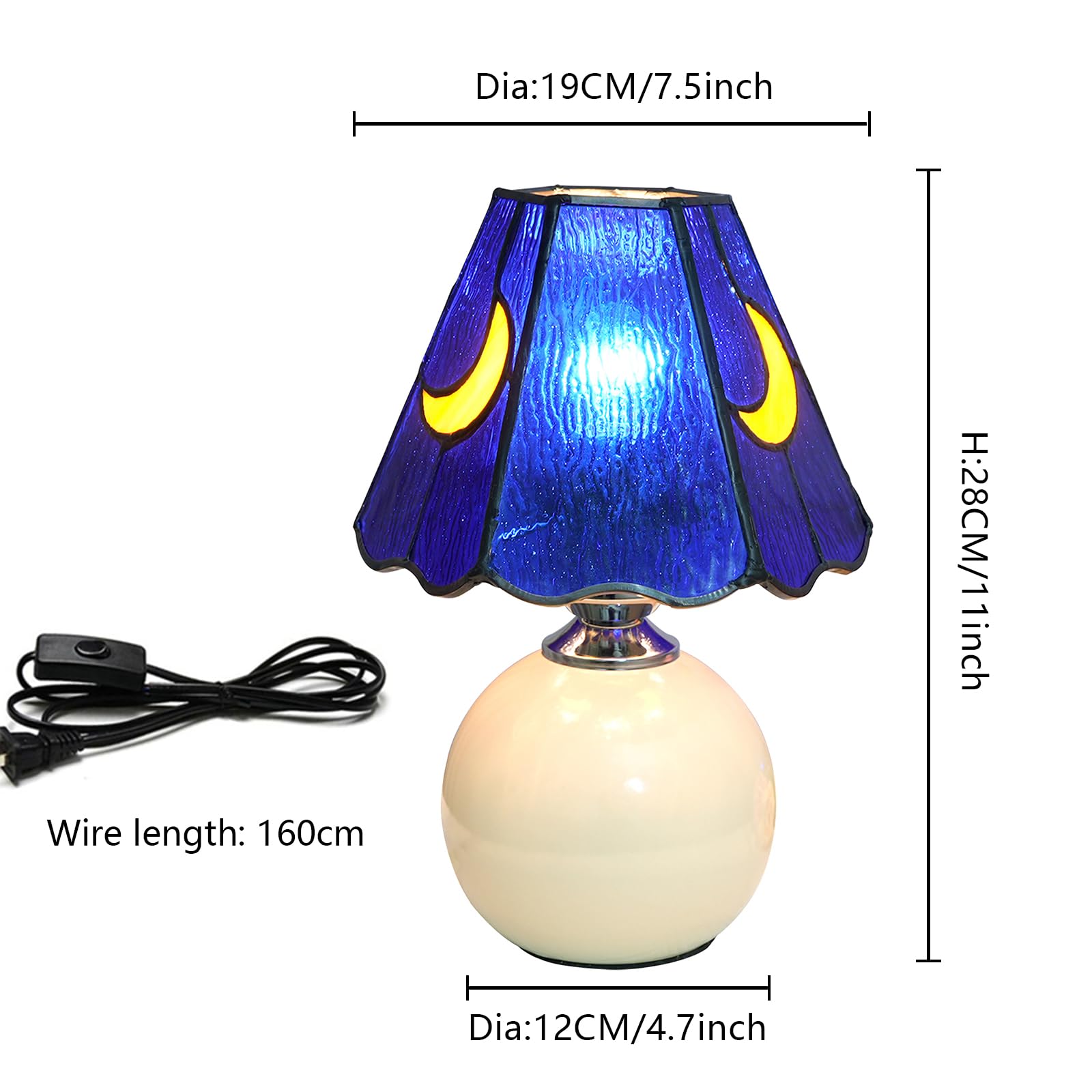 Kiphepi Mushroom Lamp-Small Bedside Table Lamp Tiffany Glass, Nightstand Lamp For Bedroom, Living Room, Cafe, Bulb Included, Home Decor For Girls Women Birthday Christmas Thanksgiving Day, Blue