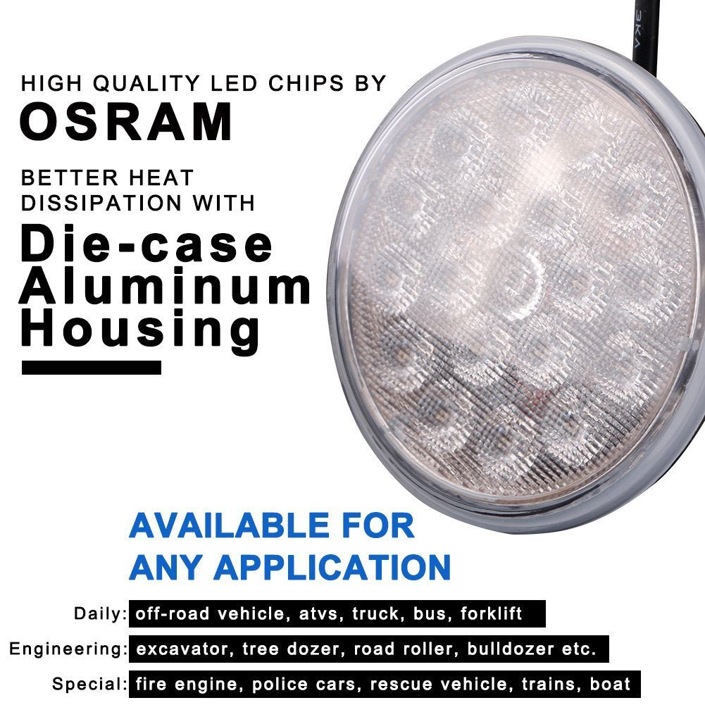 Par36 Led 18W 6000K Multipurpose Tractor Light Farming Industrial Offroad Lamp Outdoor Lighting Landscape Lighting(Spot-Pigtail Terminal)