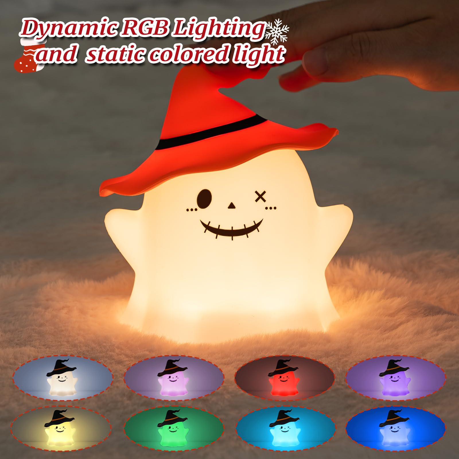 Umlaen 1800Mah Rechargeable Christmas Night Light  Silicone Night Lights  Rgb Color Glow  Bedside Lamp For Bedroom/Nursery/Decor/Christmas Gift (Orange)