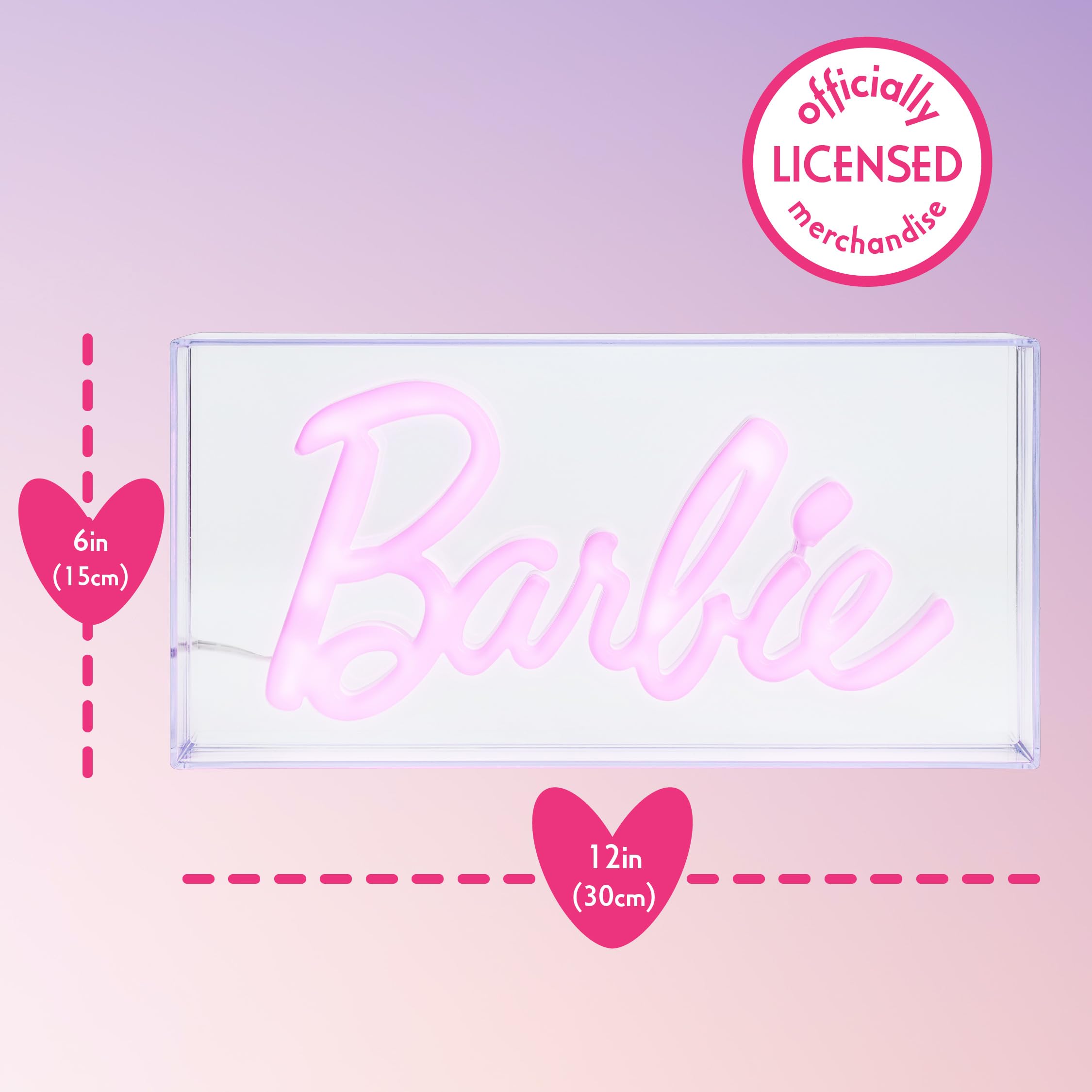 Paladone Barbie Logo LED Neon Pink Sign, Model PP11573BR, Clear with Light Off, Officially Licensed Room Decor