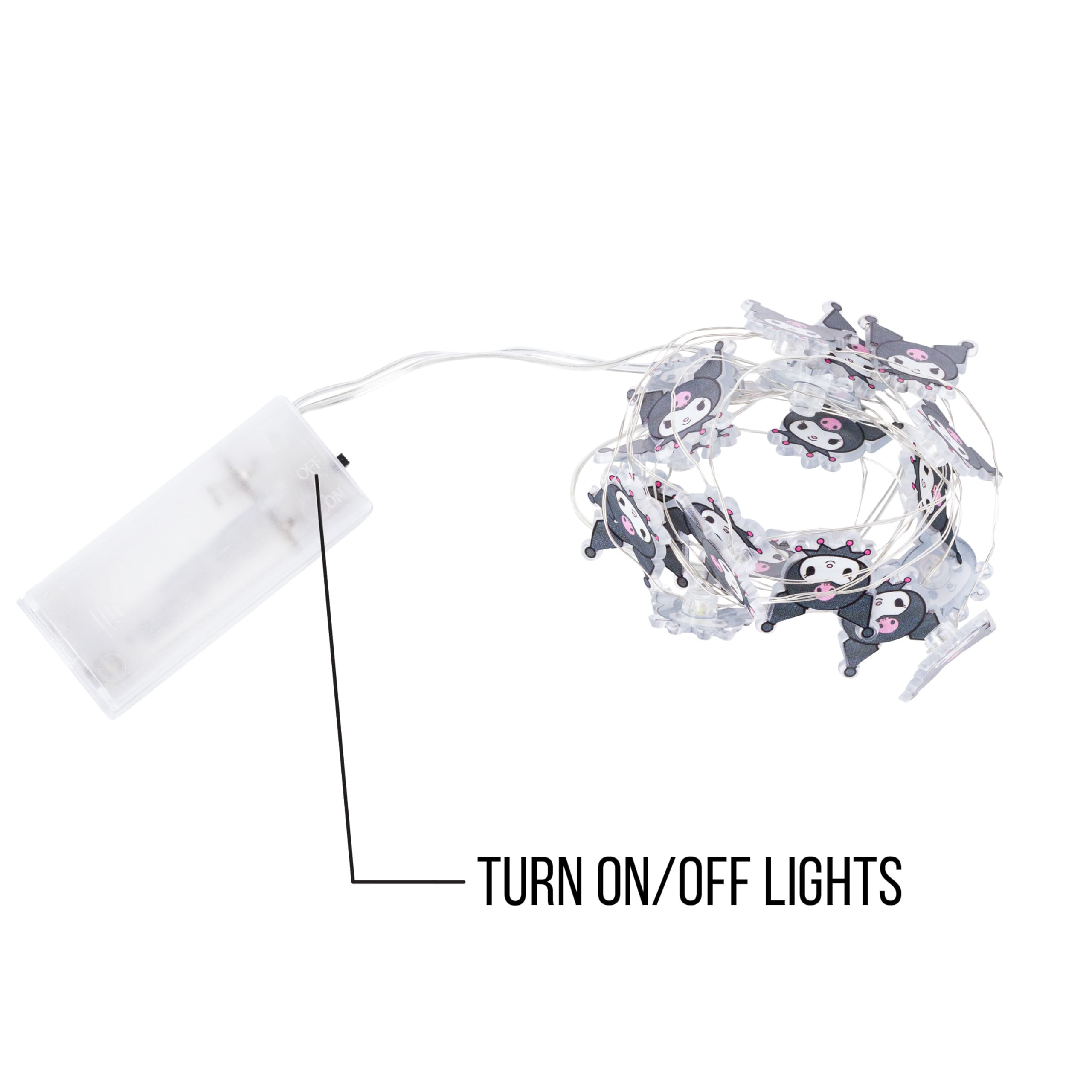 Silver Buffalo Sanrio Hello Kitty and Friends Kuromi 20ct Decorative String Lights, 7 Feet Long, Battery Powered (2 AA Batteries