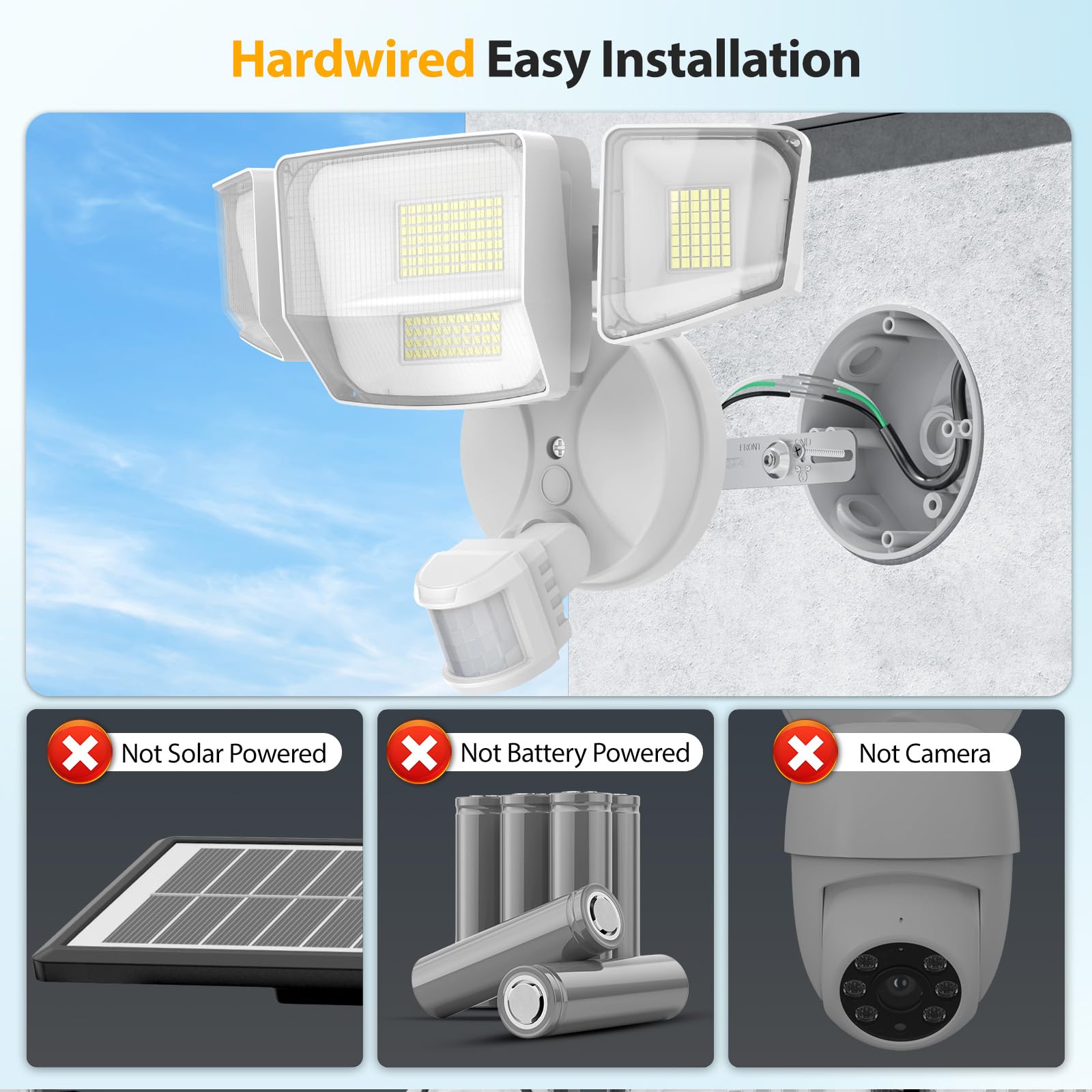 Onforu 90W 10000LM LED Motion Sensor Outdoor Flood Lights, IP66 Waterproof, Dusk to Dawn, White, Model BDS90G-4