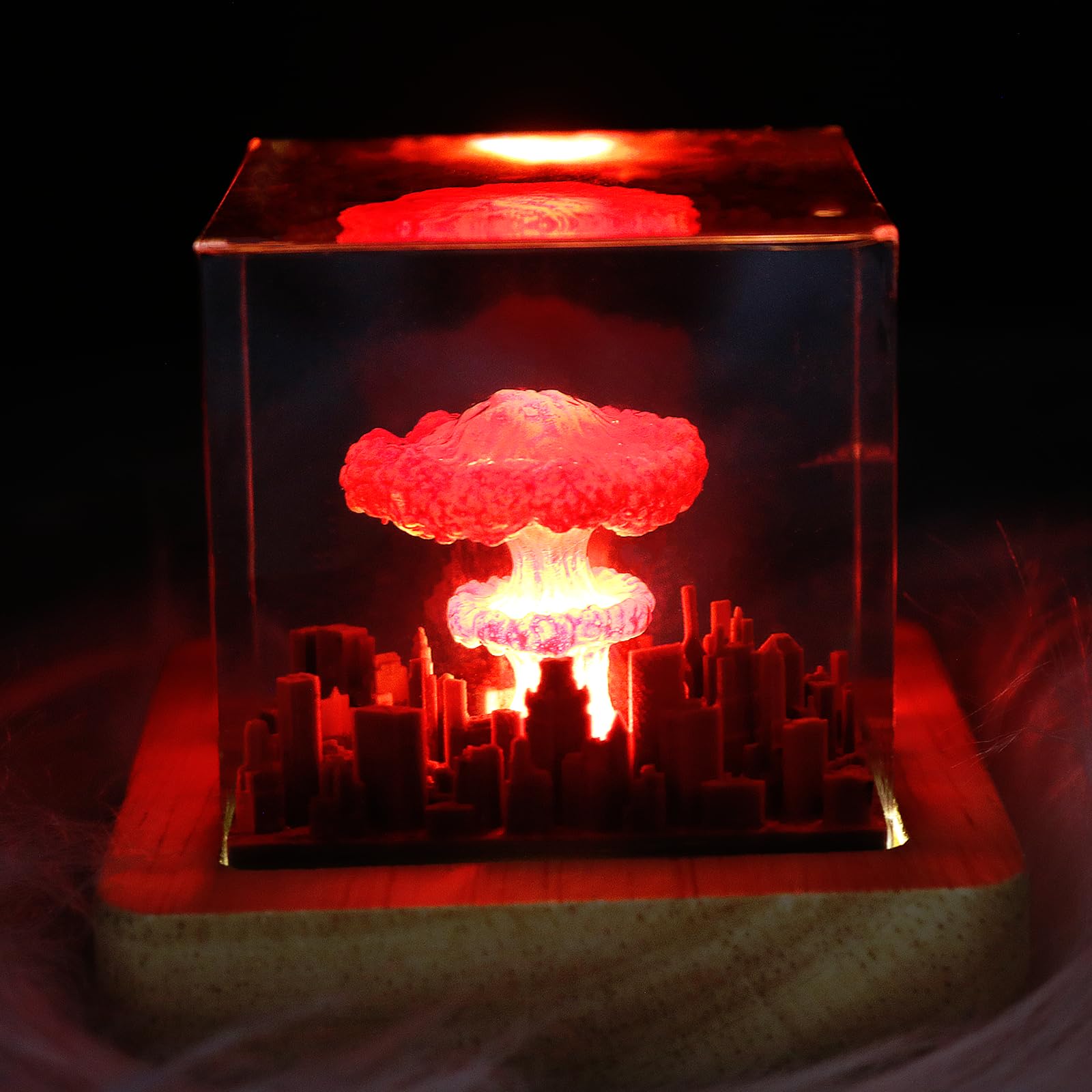 Mushroom Cloud Nuclear Blast Lamp Ornament, Atomic Bomb Model Atmospheric Lamp, Epoxy Resin Night Light, Bedroom Living Room Decor, Suitable for The Holidays