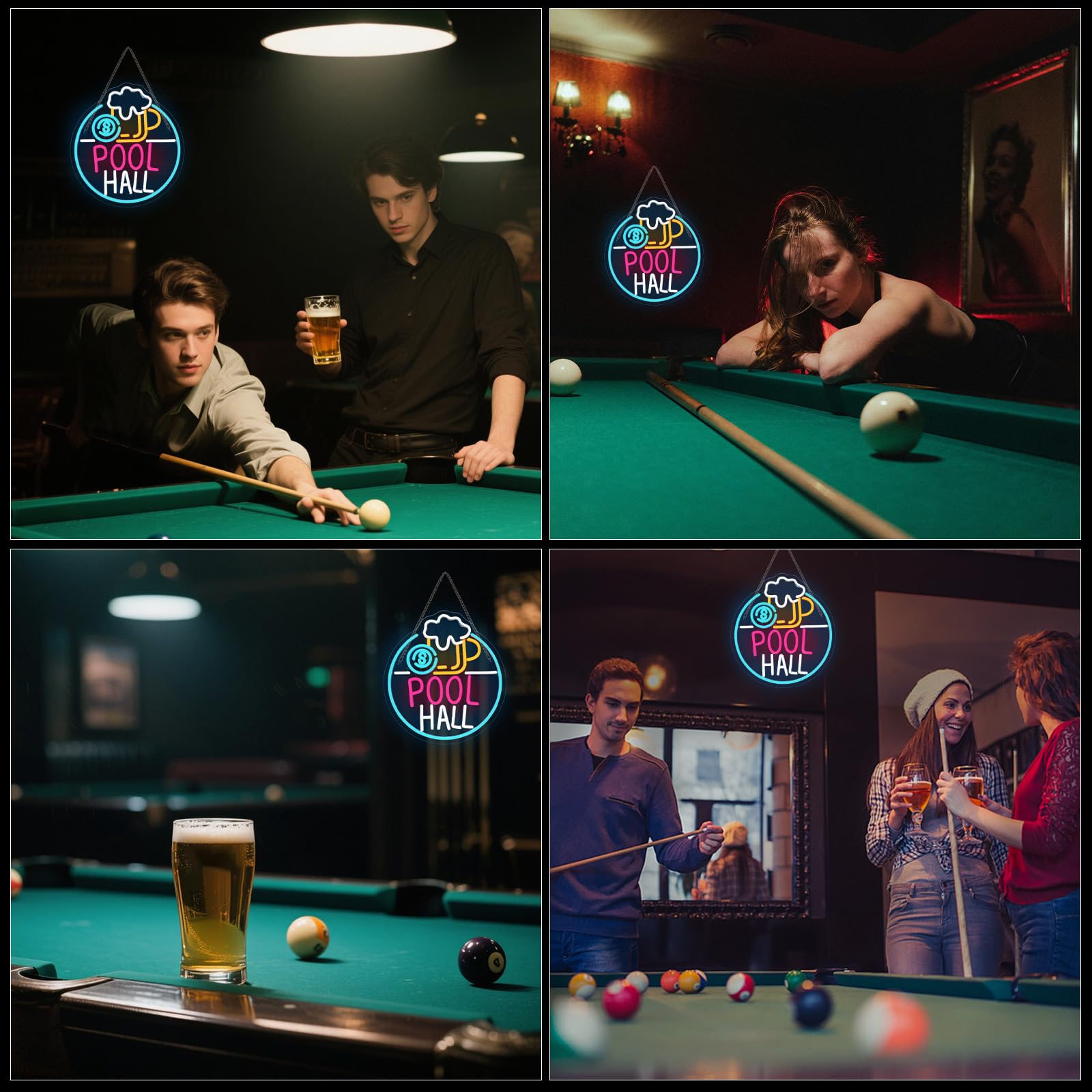 Horseneon Pool Hall malt-inspired Neon Sign Led Light Sign Wall Decor For Pool Hall  Game Rooms  Bars  Basements & Man Caves Usb Powered  Adjustable Brightness Billiards Themed Lighting