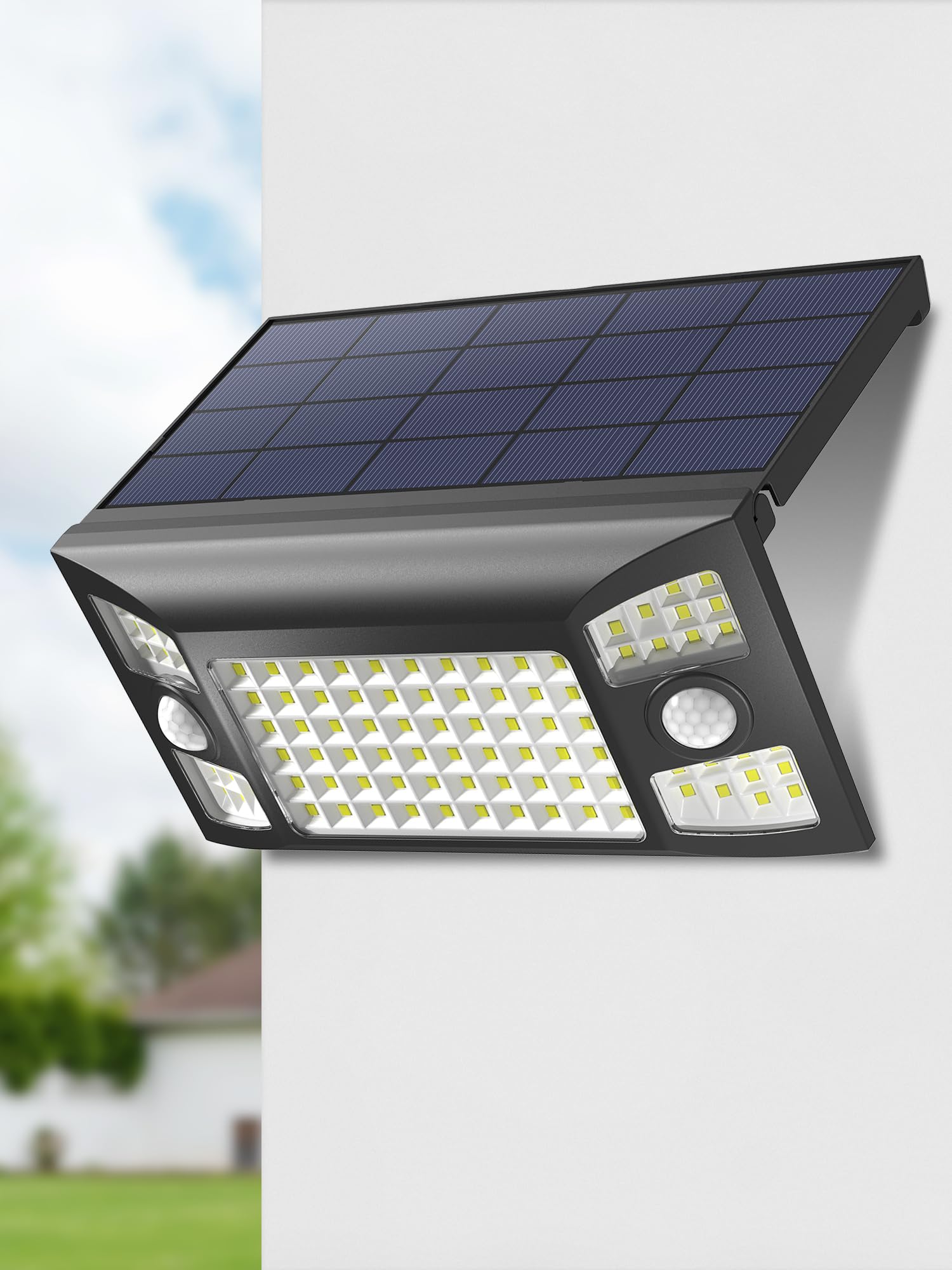 intelamp Solar Outdoor Lights Waterproof with Dual Sensors,1300LM Solar Flood Lights Outdoor Motion Sensor Security Lights 270? 