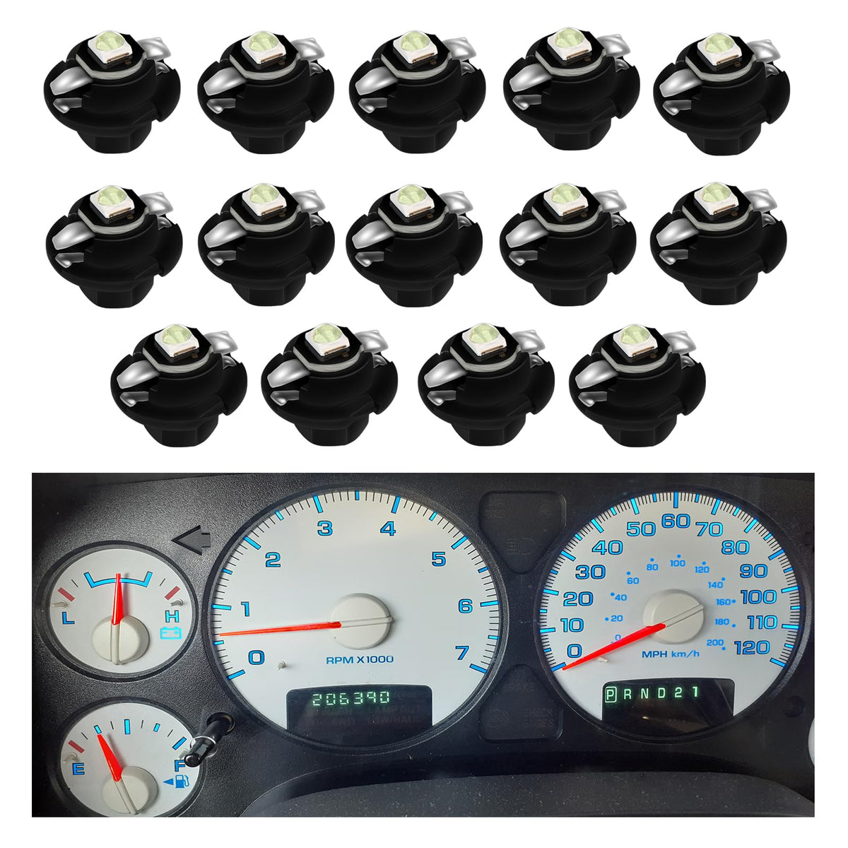 Mbuydiy Ice Blue Led Lights Bulbs For Instrument Gauge Cluster Panel Speedometer Compatible With 2002-2006 Do-Dge Ram 1500 2500 