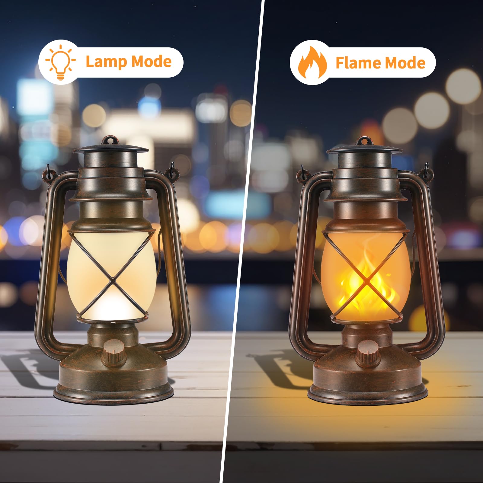 Marlrin Vintage Led Outdoor Lanterns - Waterproof, Remote Control, Dancing Flame - 2 Pack