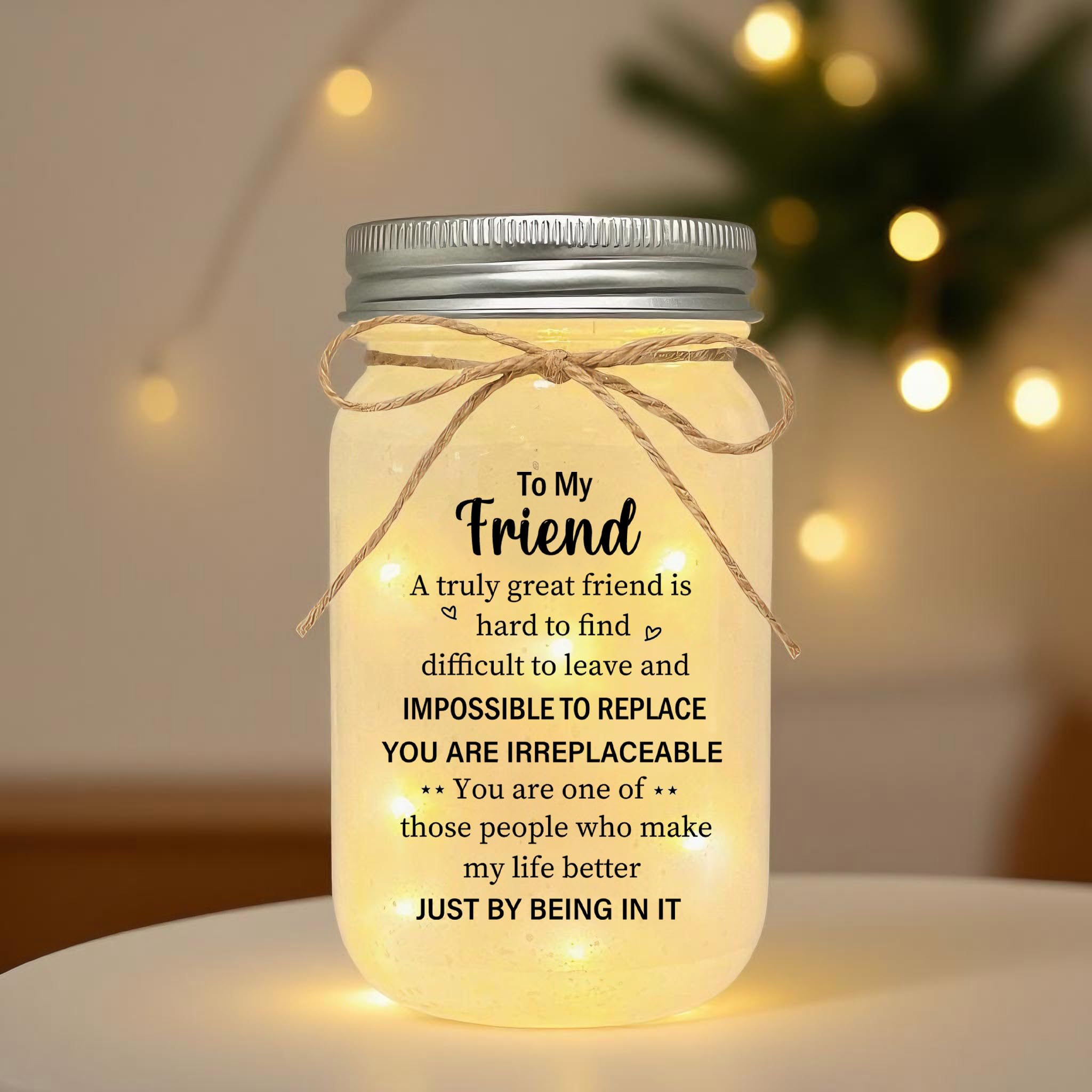 LE XIAOXI Mason Jar Night Light - Best Friend Birthday Gift, Glass, 5.1in x 2.75in, Color: Friend 1, Model: RX246