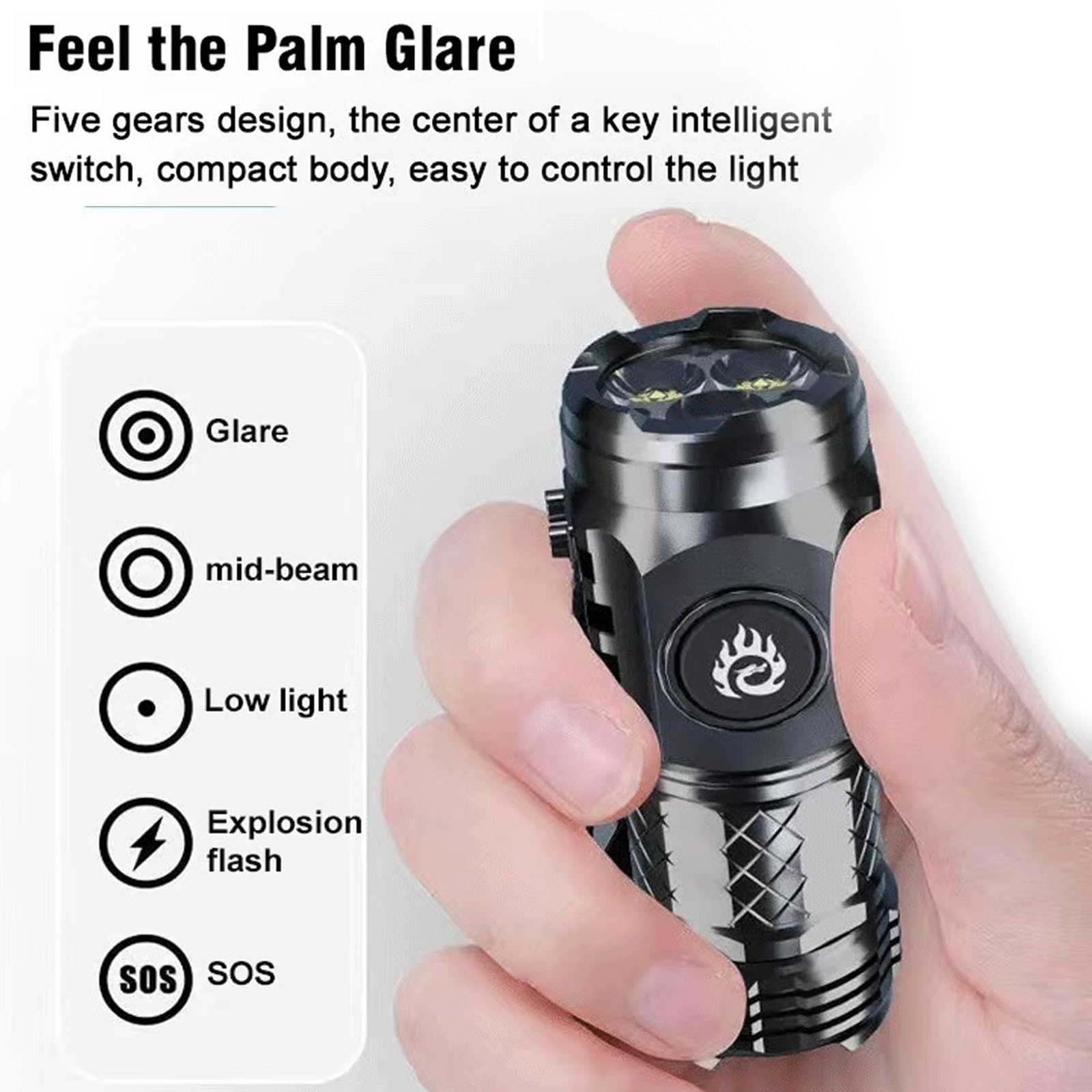 German Three-Eyed Monster Mini Flashlight Thumb Flashlight, Mini Flash Super Power Flashlight, Multi-Functional Mini Pen Clip Fl