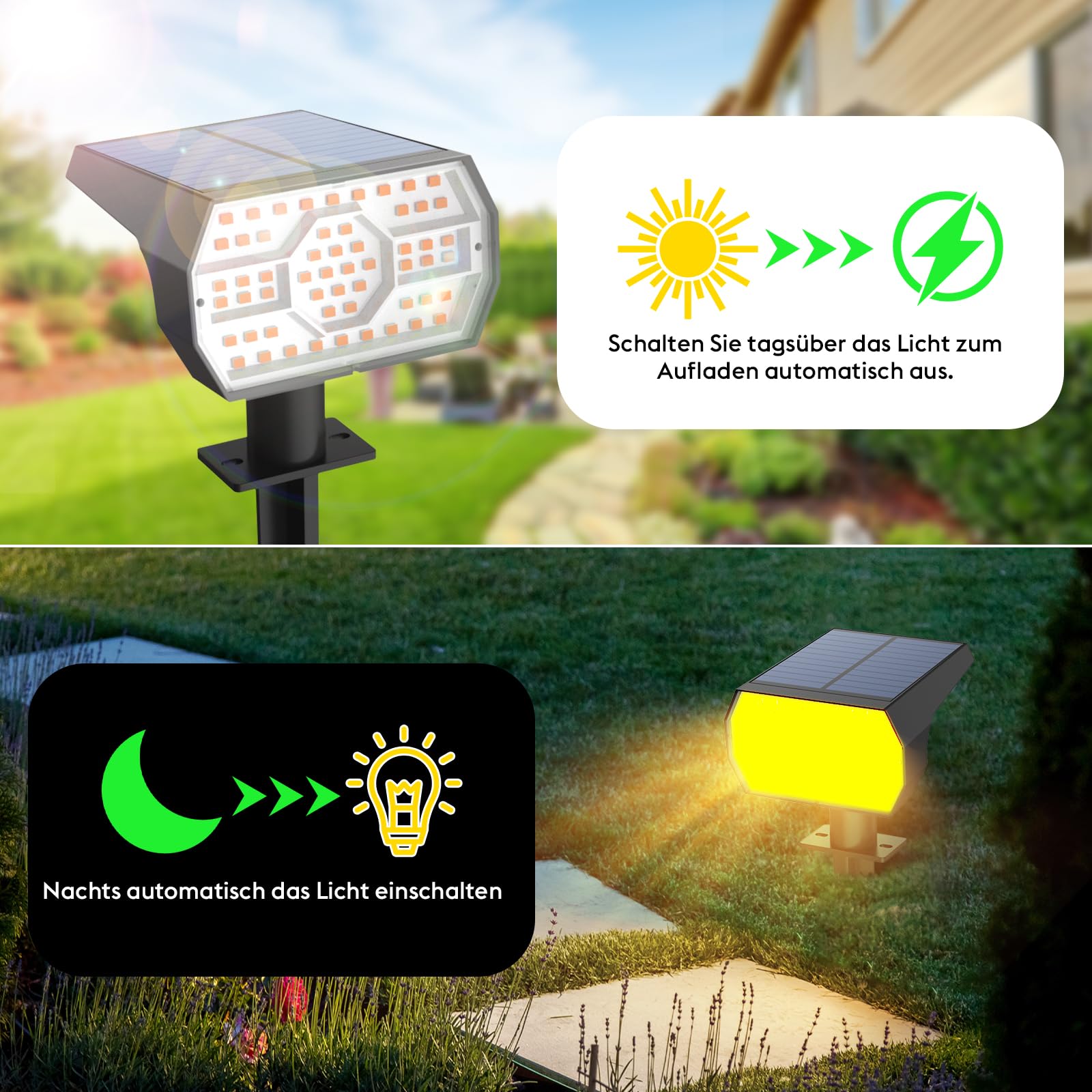 Kaxiida Solar Lights Outdoor Waterproof Ip68, 3 Lighting Models Solar Powered Spot Lights Outdoor, 56Led Solar Lights Dusk To Dawn For Yard Patio Garden Pathway Landscape Lighting