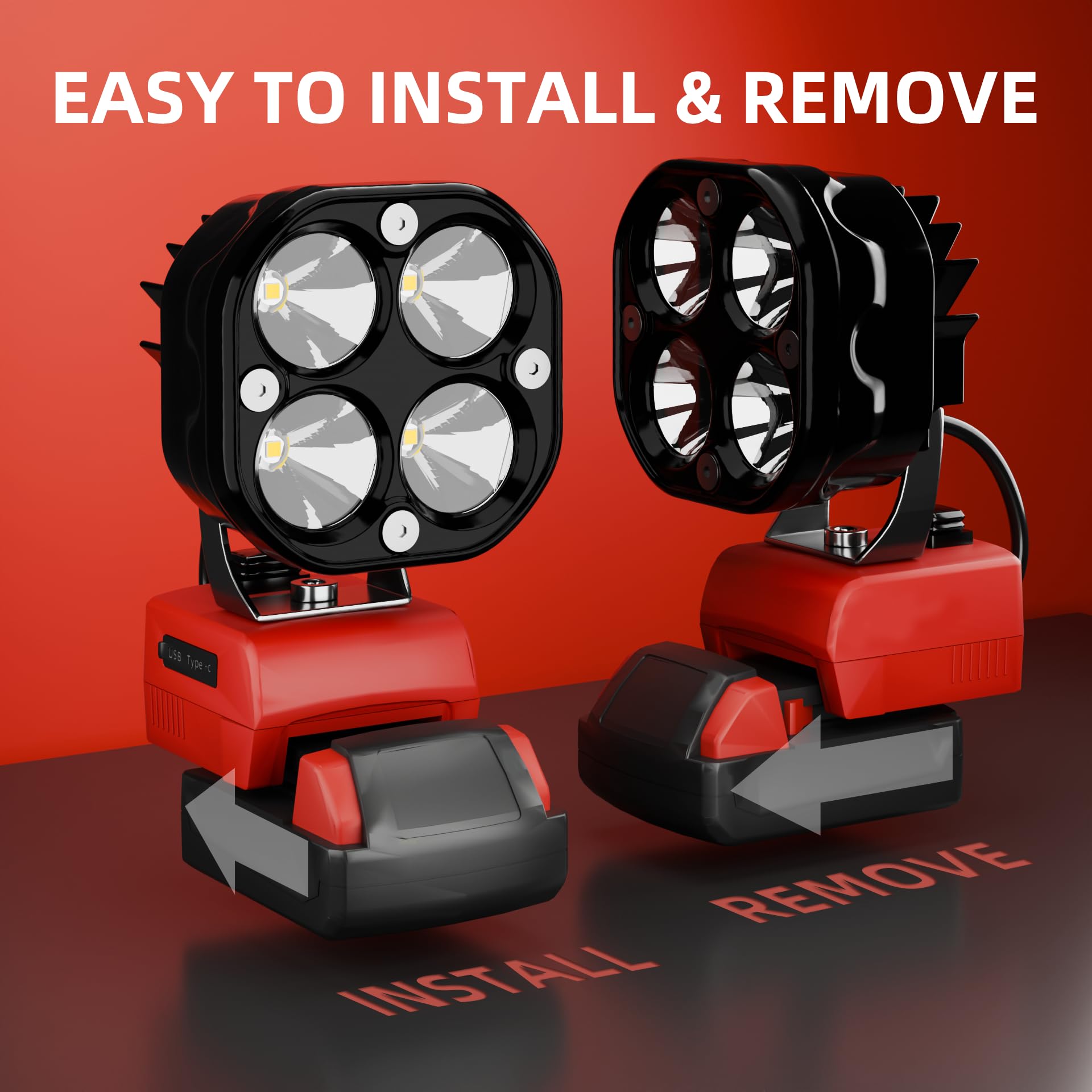 BUKATTADV Milwaukee M18 18V LED Work Light 1800LM Portable Spotlight USB & C-Type Charger, Model ML16P