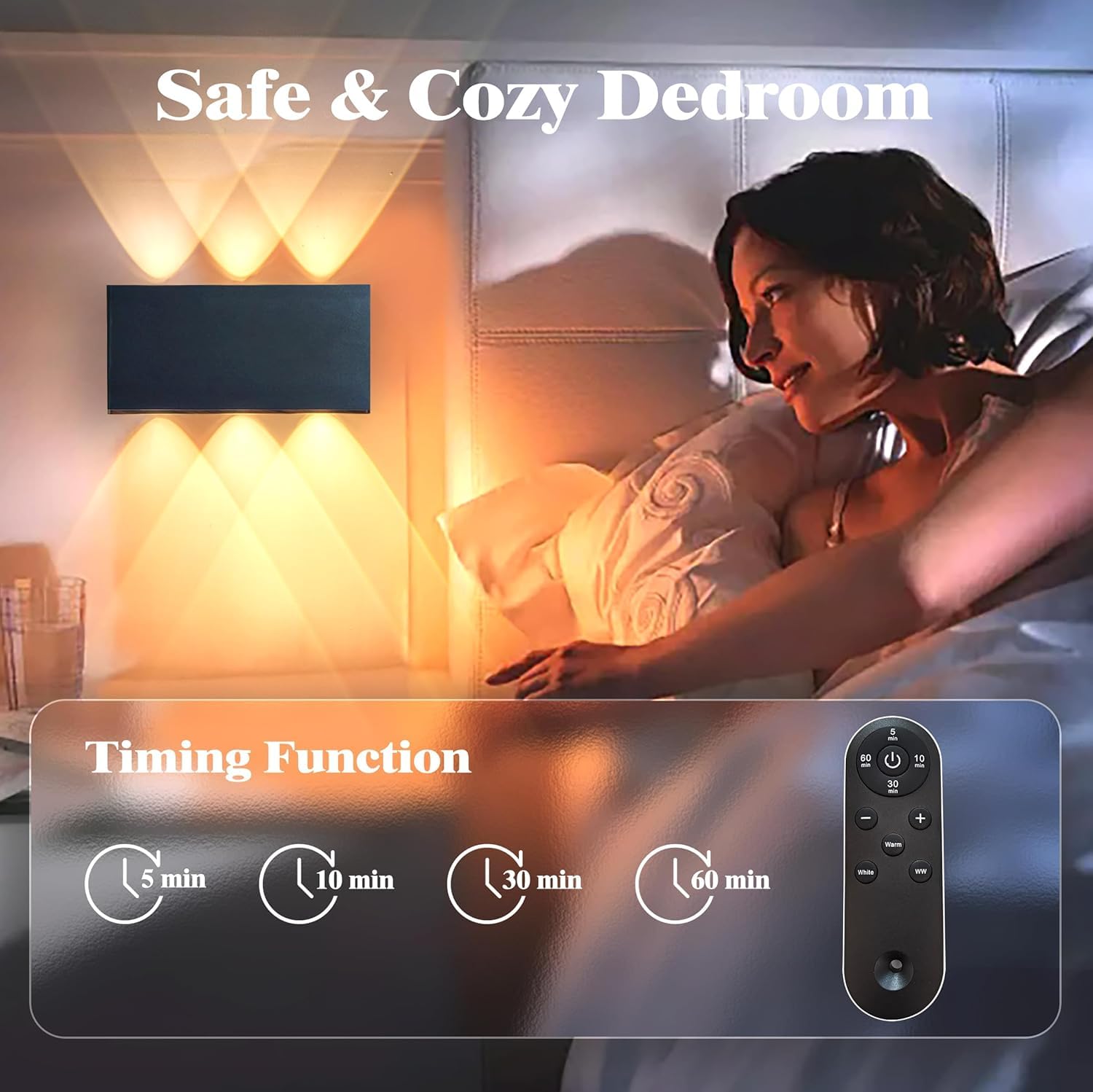 Shelprojsu LED Cordless Wall Sconce Set of 2, Rechargeable, Dimmable, Remote Control, Black, 5200mAh Battery, Model WA807