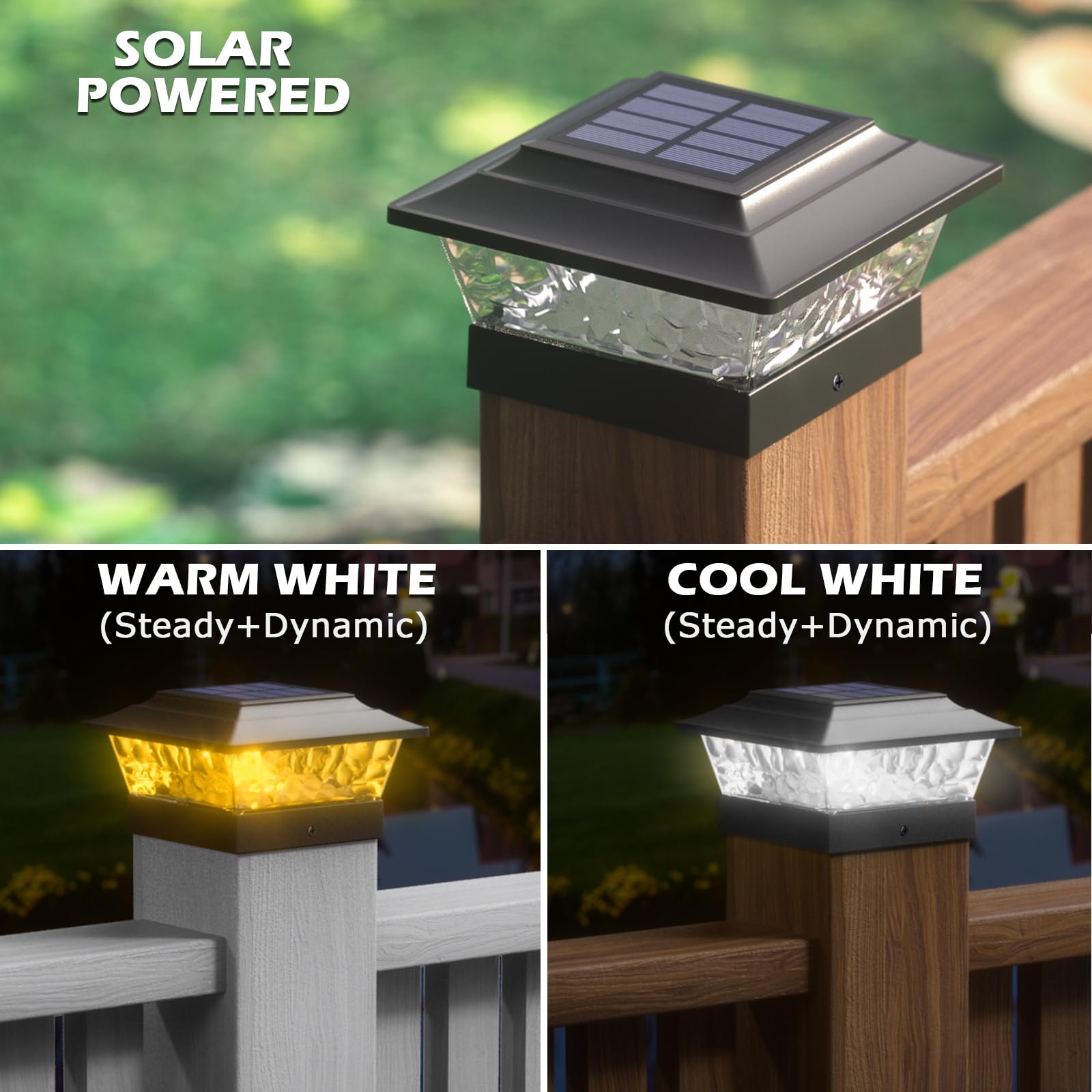 Siedinlar Solar Post Lights Outdoor 12 Leds 4 Modes Post Cap Light For 4X4 5X5 6X6 Wooden Vinyl Fence Deck Posts Patio Garden De