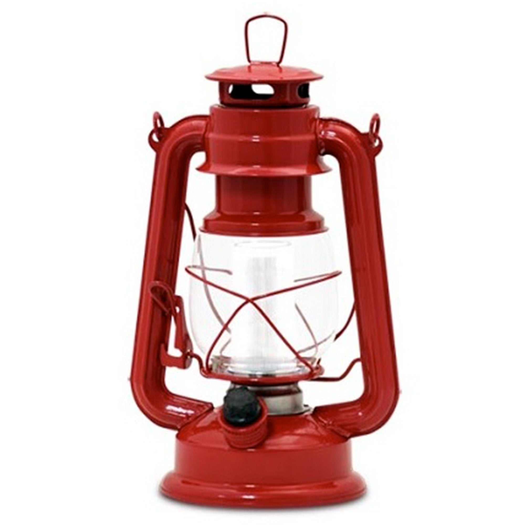 Northpoint Vintage Style Red Hurricane Lantern, 12 LEDs, 150 Lumen, Battery Operated, Metal and Glass, 10in x 6in x 6in, Model 190492