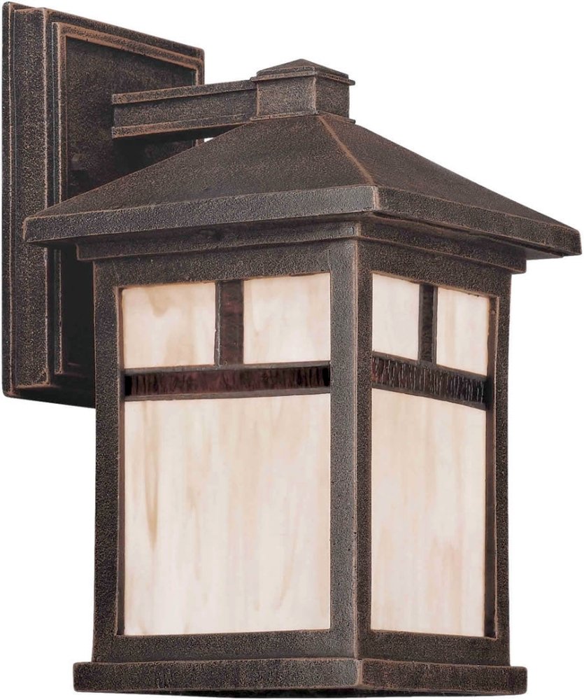 Forte Lighting Craftsman Outdoor Wall Sconce, Painted Rust Finish, Glass Shade