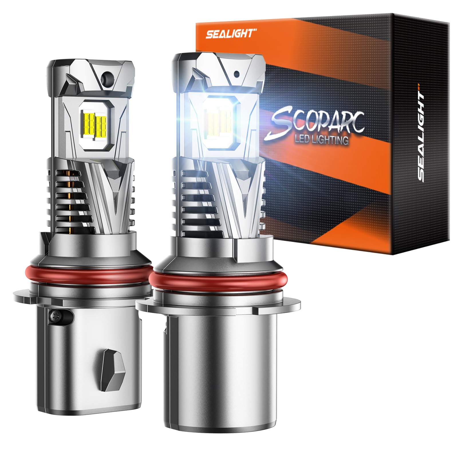 SEALIGHT 9007 Bulbs 60000LM Brightness, Aluminum, White, Model HB5, Pack of 2, For ATVs & Powersports