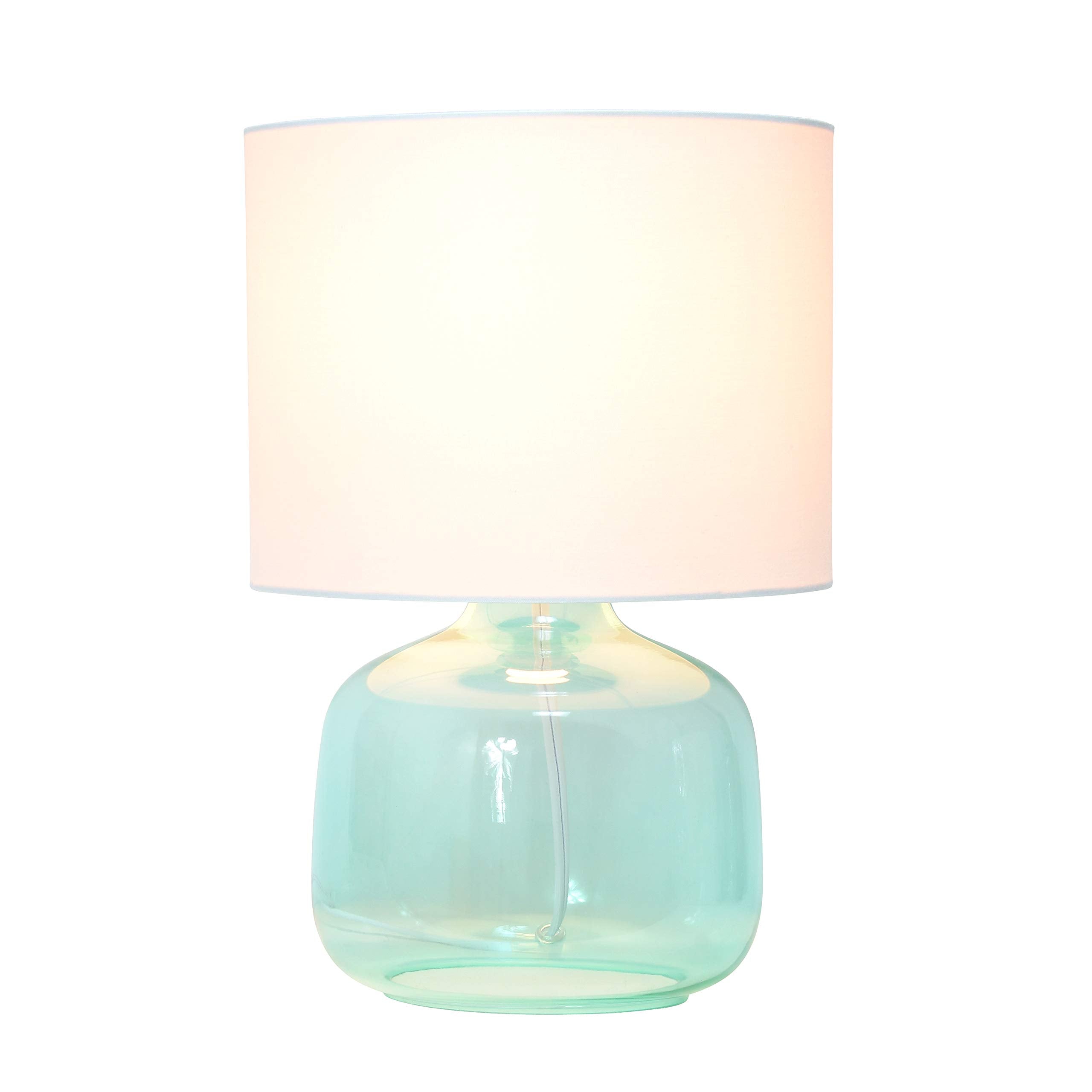 Simple Designs Lt1211-Aow 13.75'' Contemporary Glass Table Lamp, Aqua With White Shade