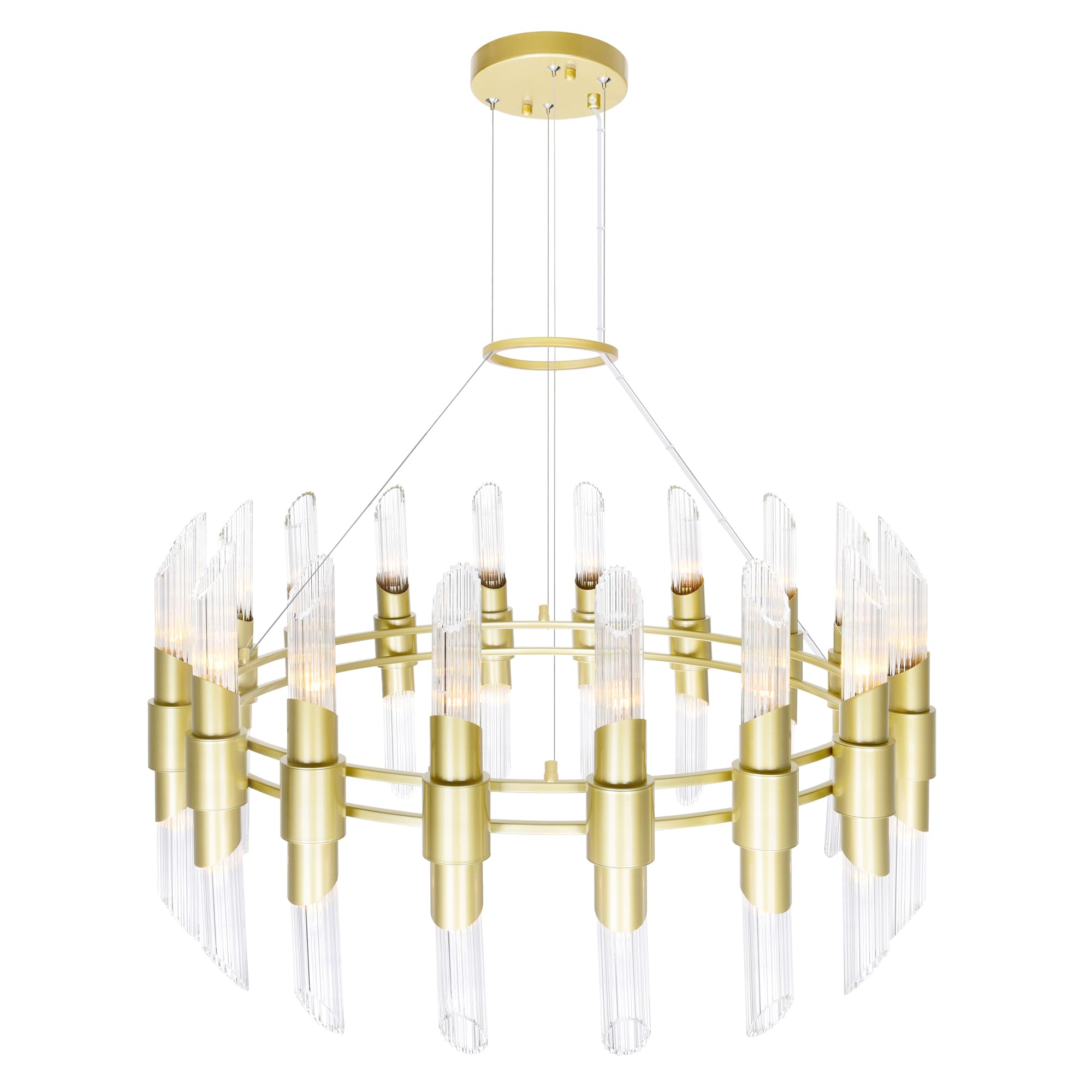 Cwi Lighting Croissant 36-Light Satin Gold Metal Chandelier - Contemporary Design