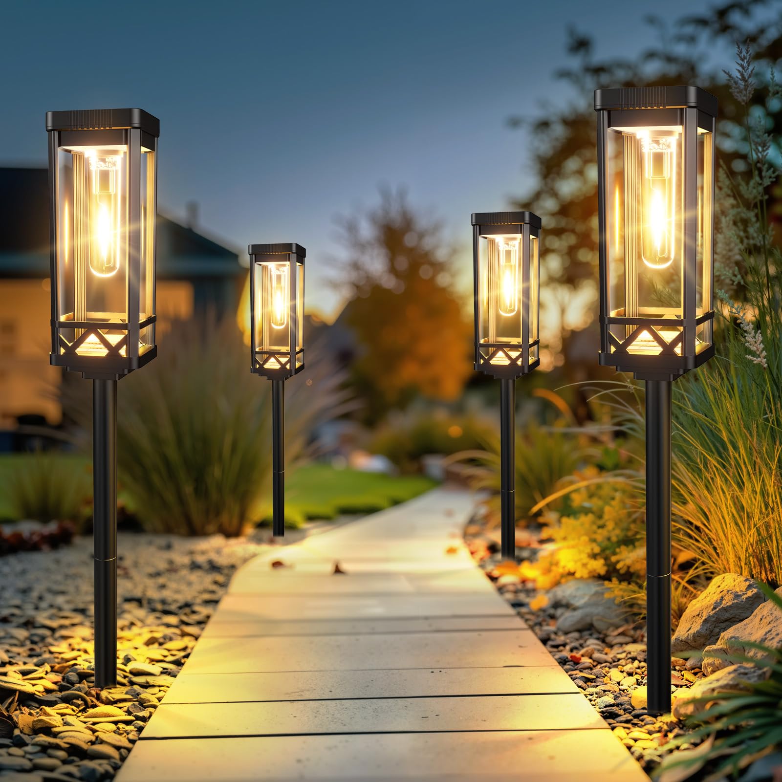 KOOPER Taller Solar Pathway Lights Outdoor, 6 Pack Upgraded Brighter Solar Garden Lights Solar Powered, Up To 15 Hours Outdoor S