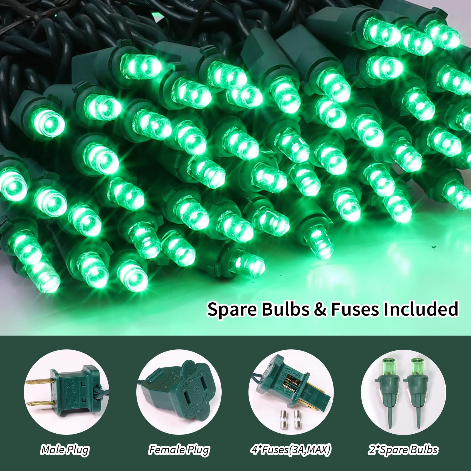Lamphome 100 Count Green- String Lights - 21.6Ft Led Christmas Lights, Mini Led Lights For Indoor Outdoor Home Holiday Party Wedding Independence Day Decoration