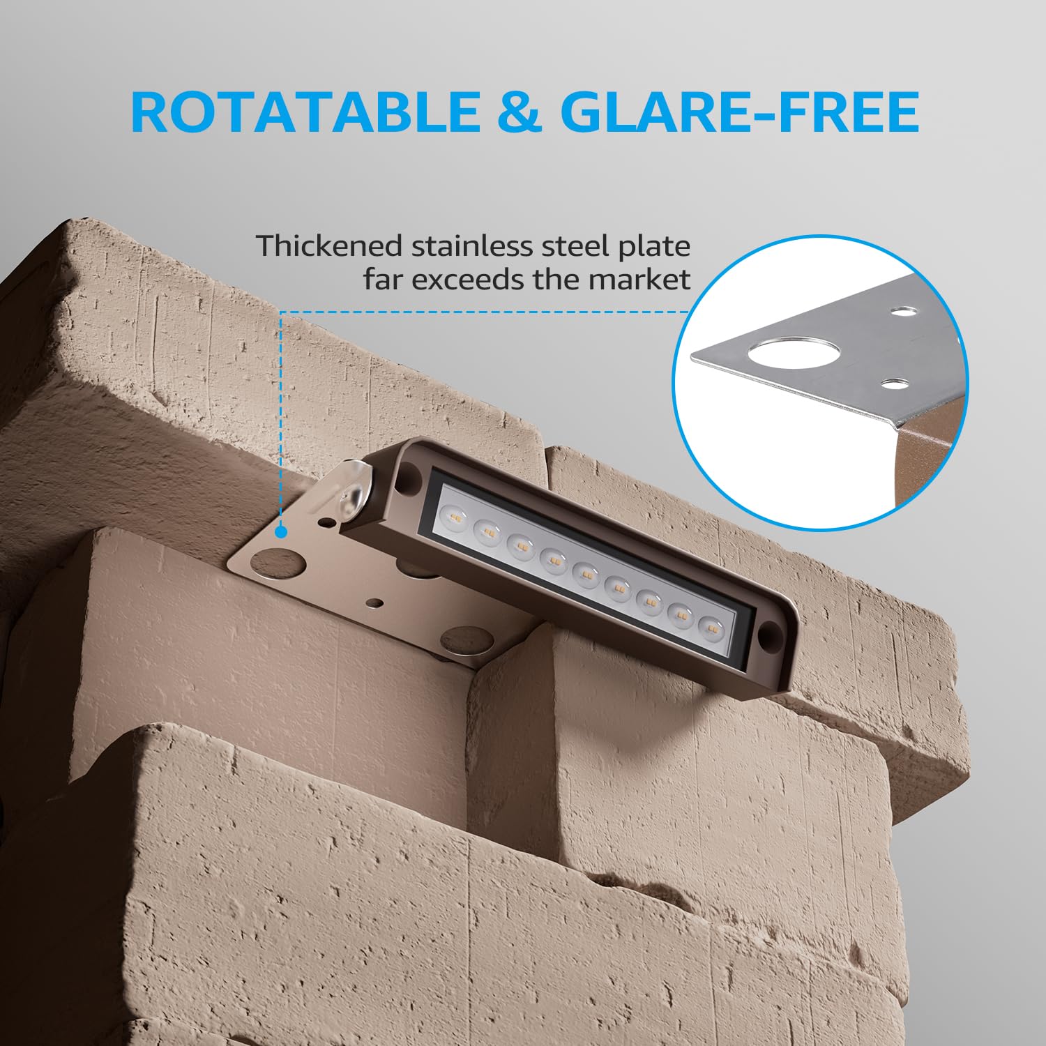 LEONLITE LED Hardscape Lighting, 7 Inch Retaining Wall Lights, Soft White 2700K, Aluminum, Model ZY4HSL-1W7IN27-4P