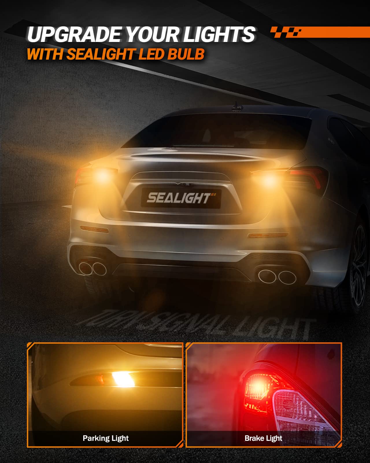 SEALIGHT 7443 LED Bulbs Turn Signal, 2700K Amber Yellow, Pack of 2, Compatible with 7444NA, 7441, 7444, 744