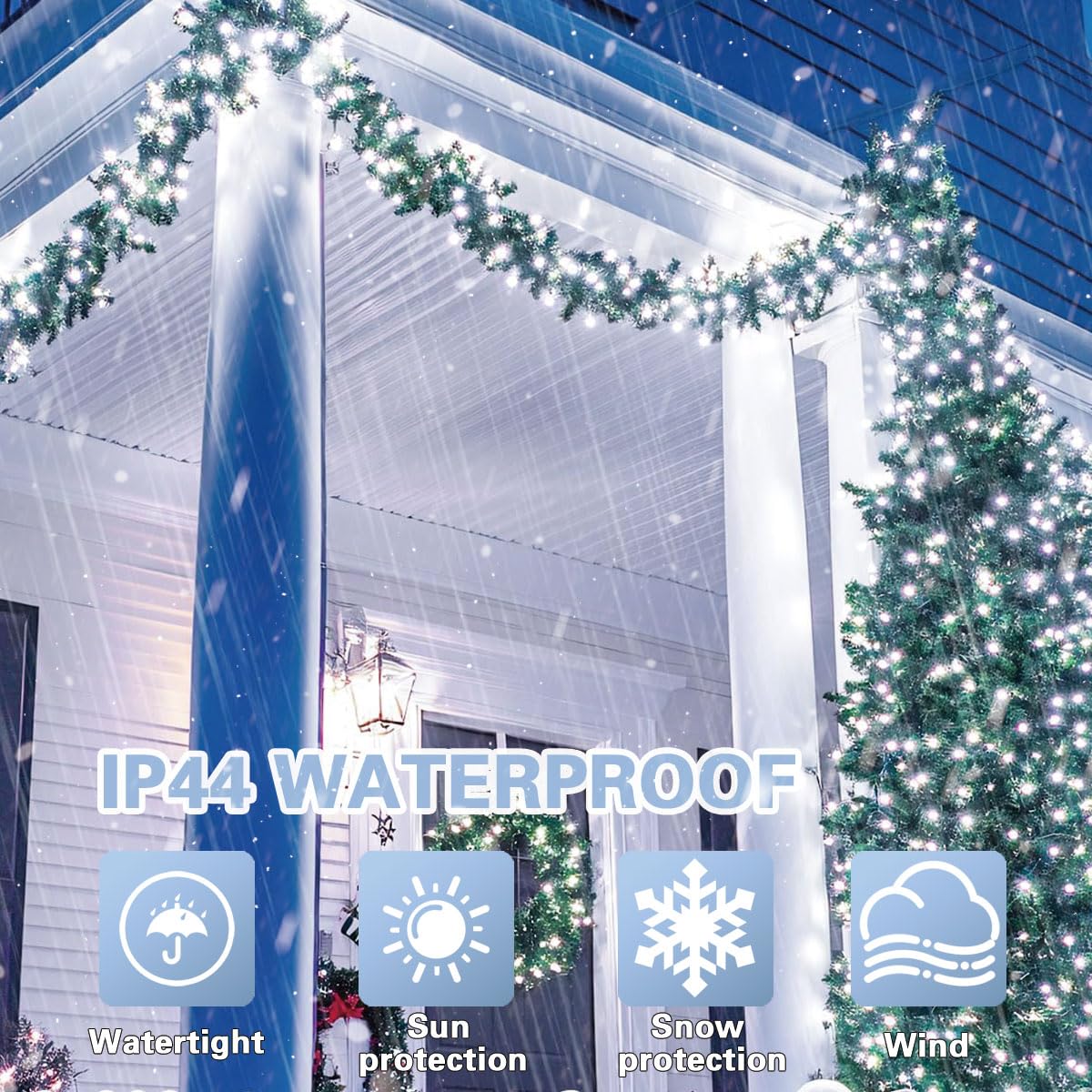 Lamphome 66Ft Christmas Decorative Mini Lights 200 Led Transparent Wire Fairy Starry String Lights Plug In  11 Lighting Modes  For Indoor Outdoor Xmas Tree Wedding Party Decoration (White)