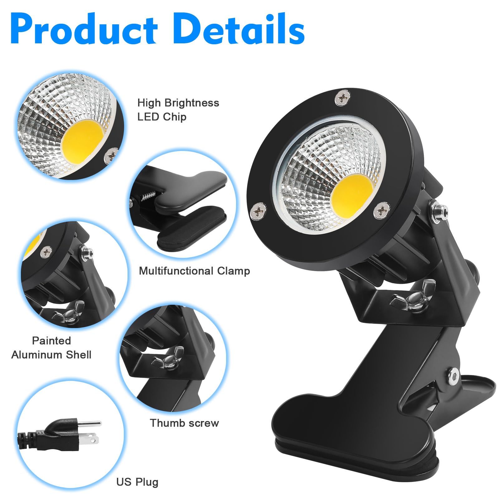 Taysing LED Spot Lights 7W Waterproof with Remote Control, 3 Color Temperatures, Aluminum, Model TSSL007, 2 Pack
