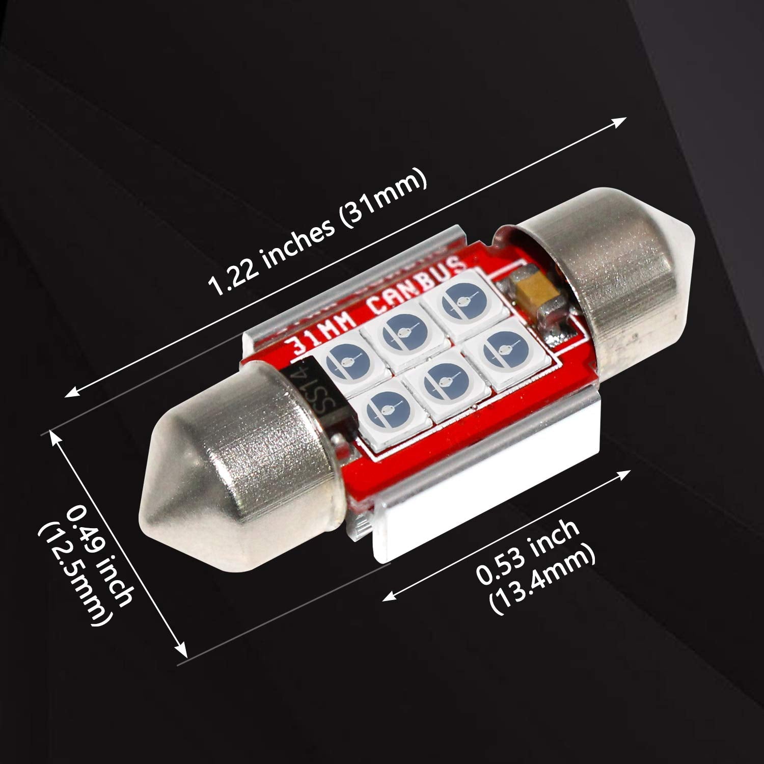 PHINLION DE3175 Blue LED Bulb, 1.25" Festoon, Aluminum, Super Bright, Pack of 4 for Car Interior Lighting