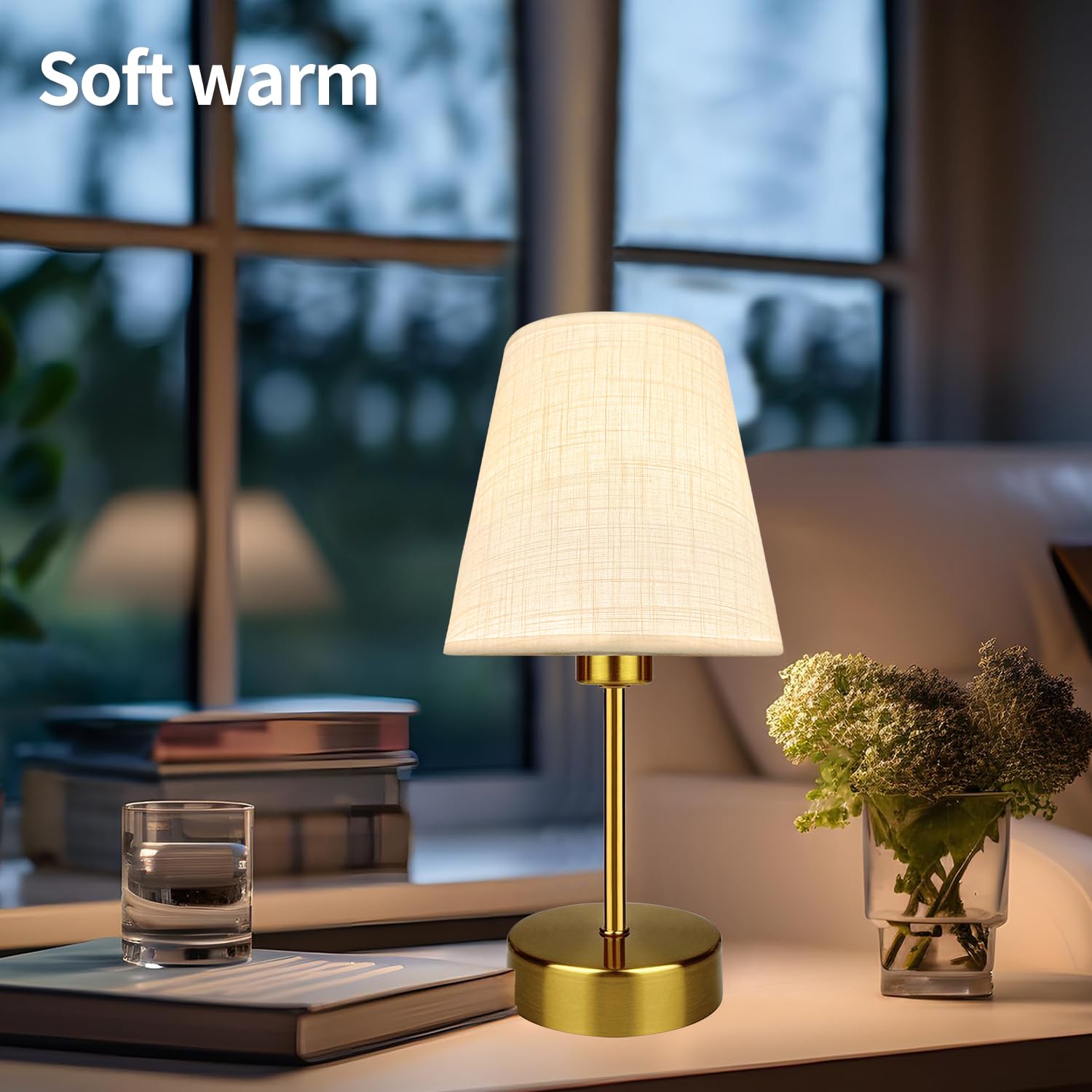 BLUEYE Mini Rechargeable Table Lamp with Remote Control, Dimmable 2700K-6000K, 5.5 Inch, Gold, Model TL231004
