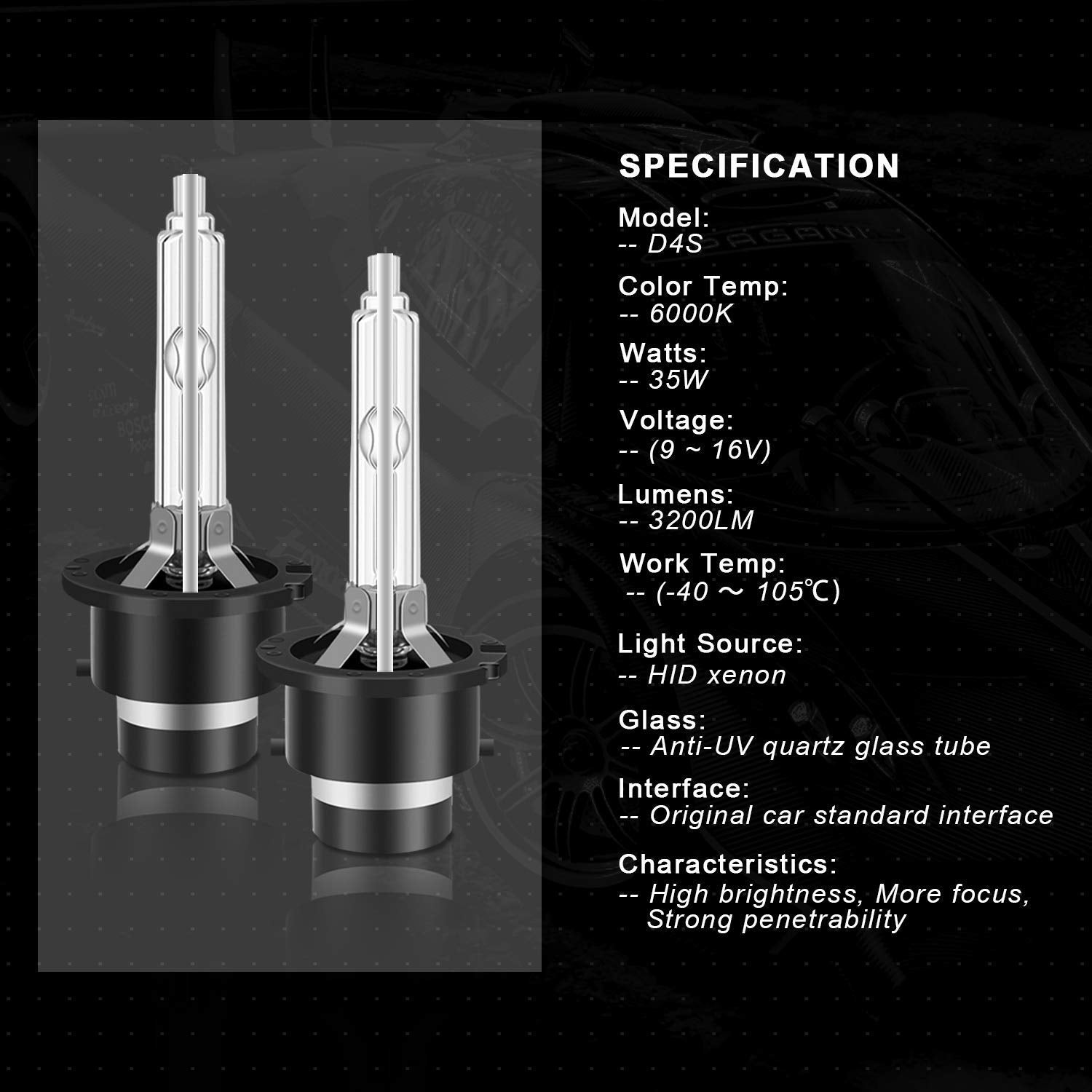 WinPower D4S HID Xenon Headlight Bulbs 6000K, Pack of 2
