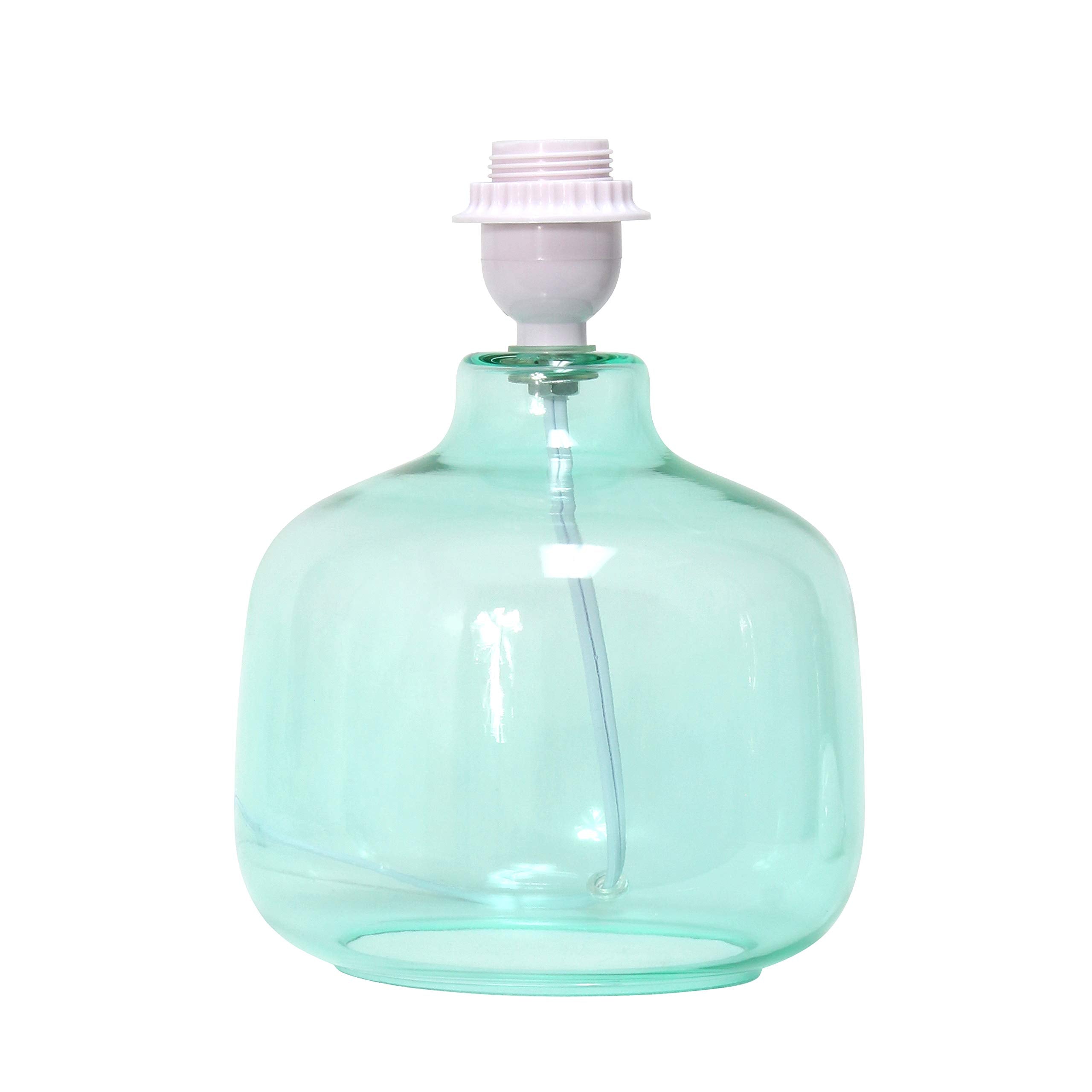 Simple Designs Lt2064-Aow Aqua Glass Table Lamp With White Fabric Shade
