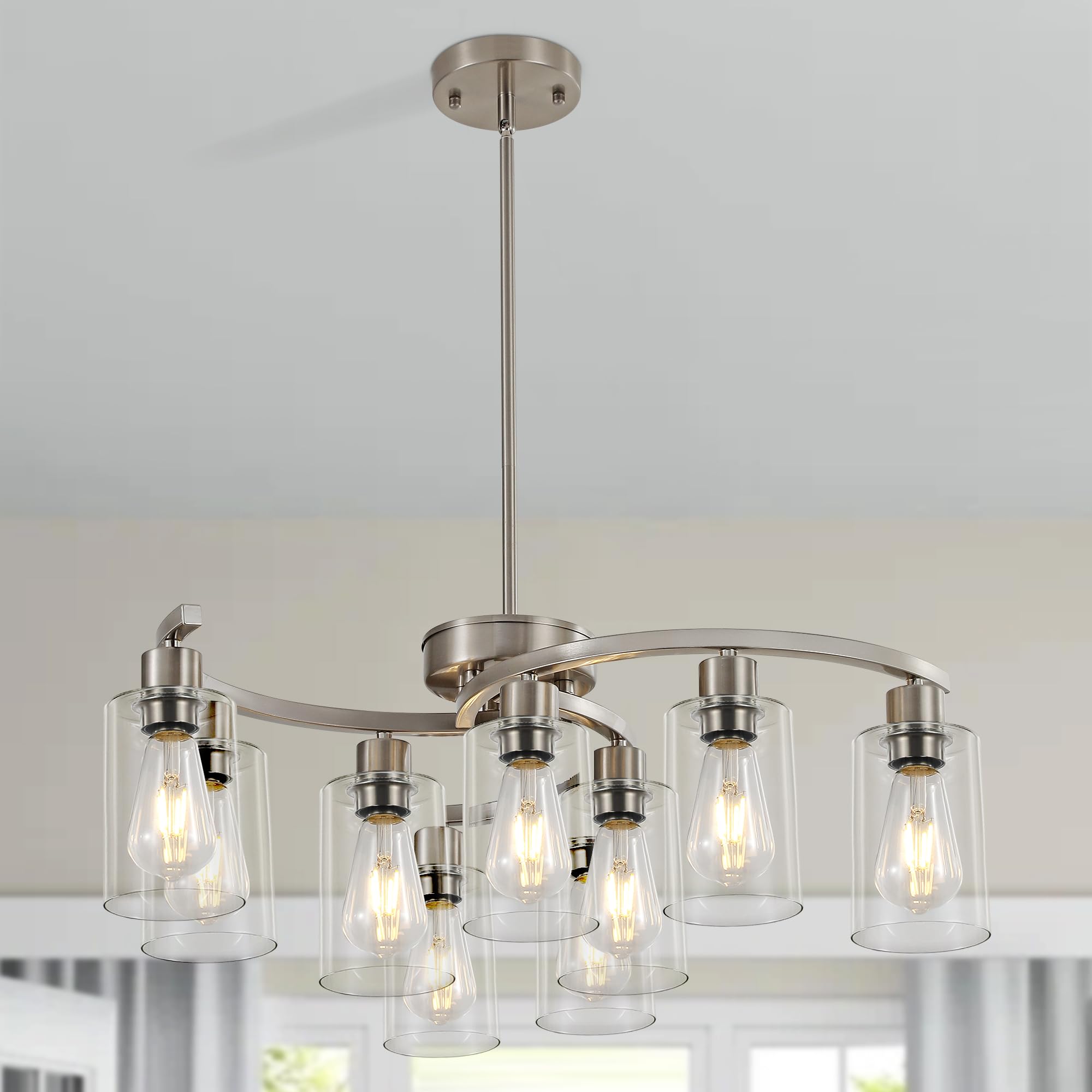 Sigaitwei 9-Light Brushed Nickel Kitchen Light Fixtures