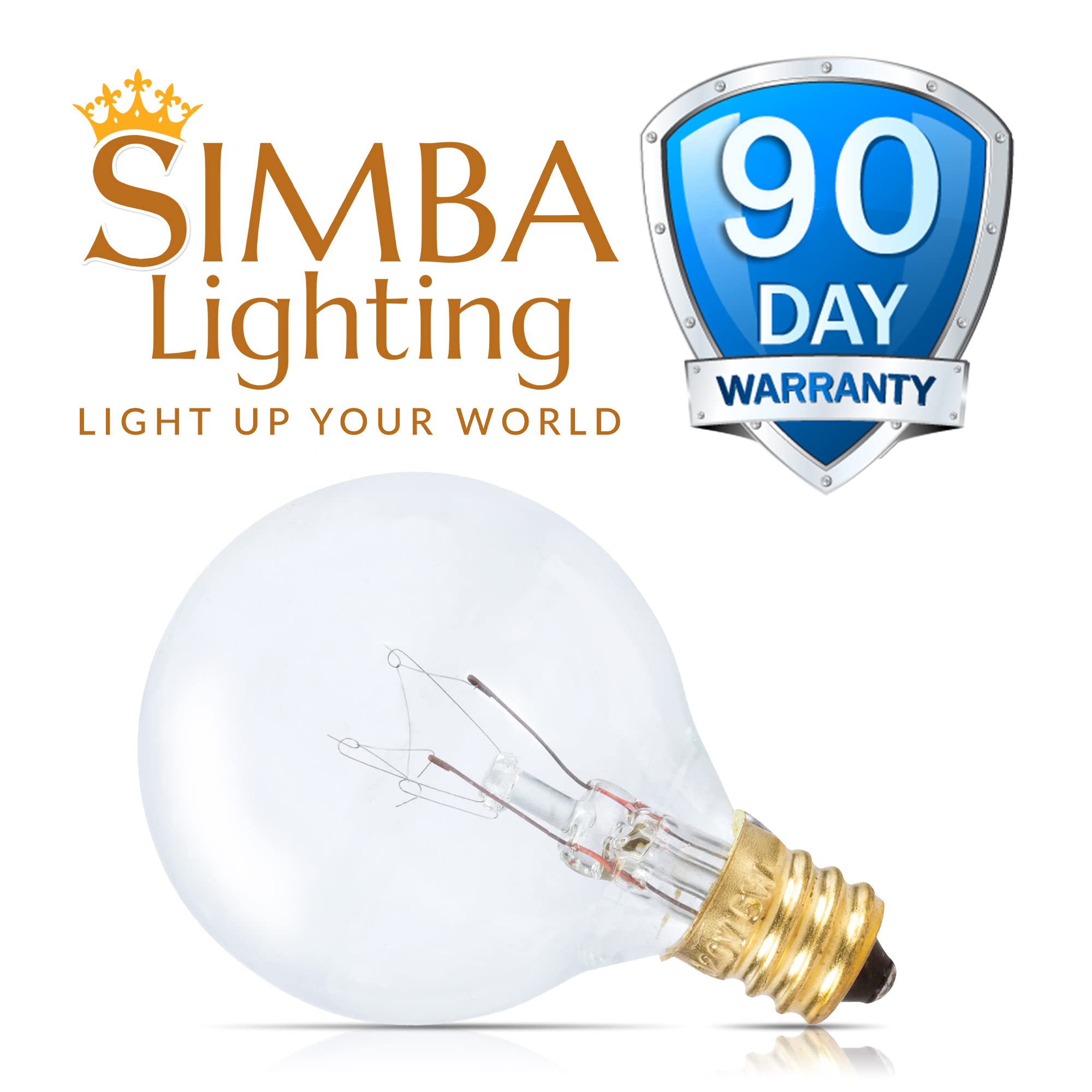 Simba Lighting G40 Replacement Bulbs, 5W E12, Warm White, Dimmable, 25 Pack For Outdoor Use
